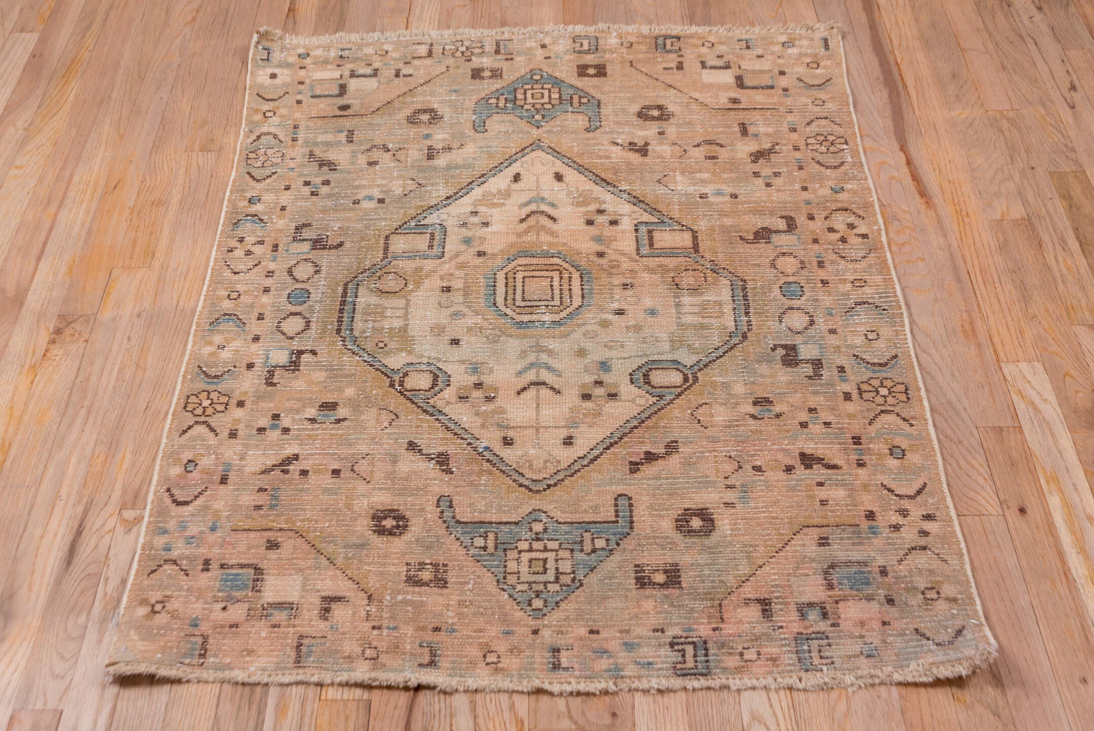 3' x 4' one-of-a-kind handmade antique Hamadan small size rug. Color palette: taupe, camel, ivory, slate, charcoal