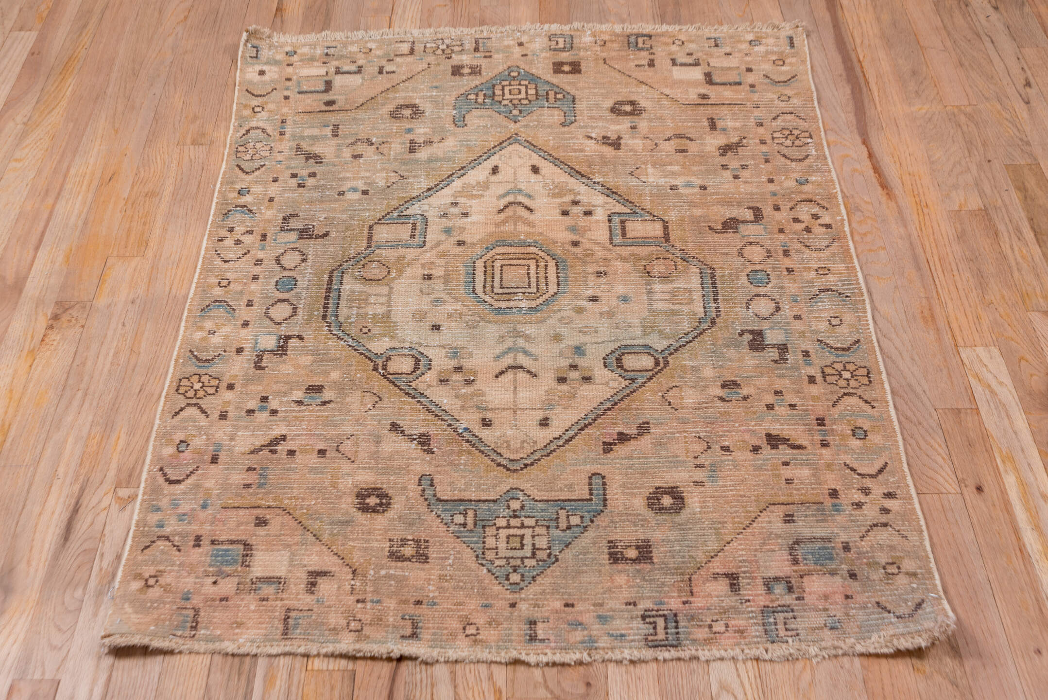 3' x 4' one-of-a-kind handmade antique Hamadan small size rug. Color palette: taupe, camel, ivory, slate, charcoal