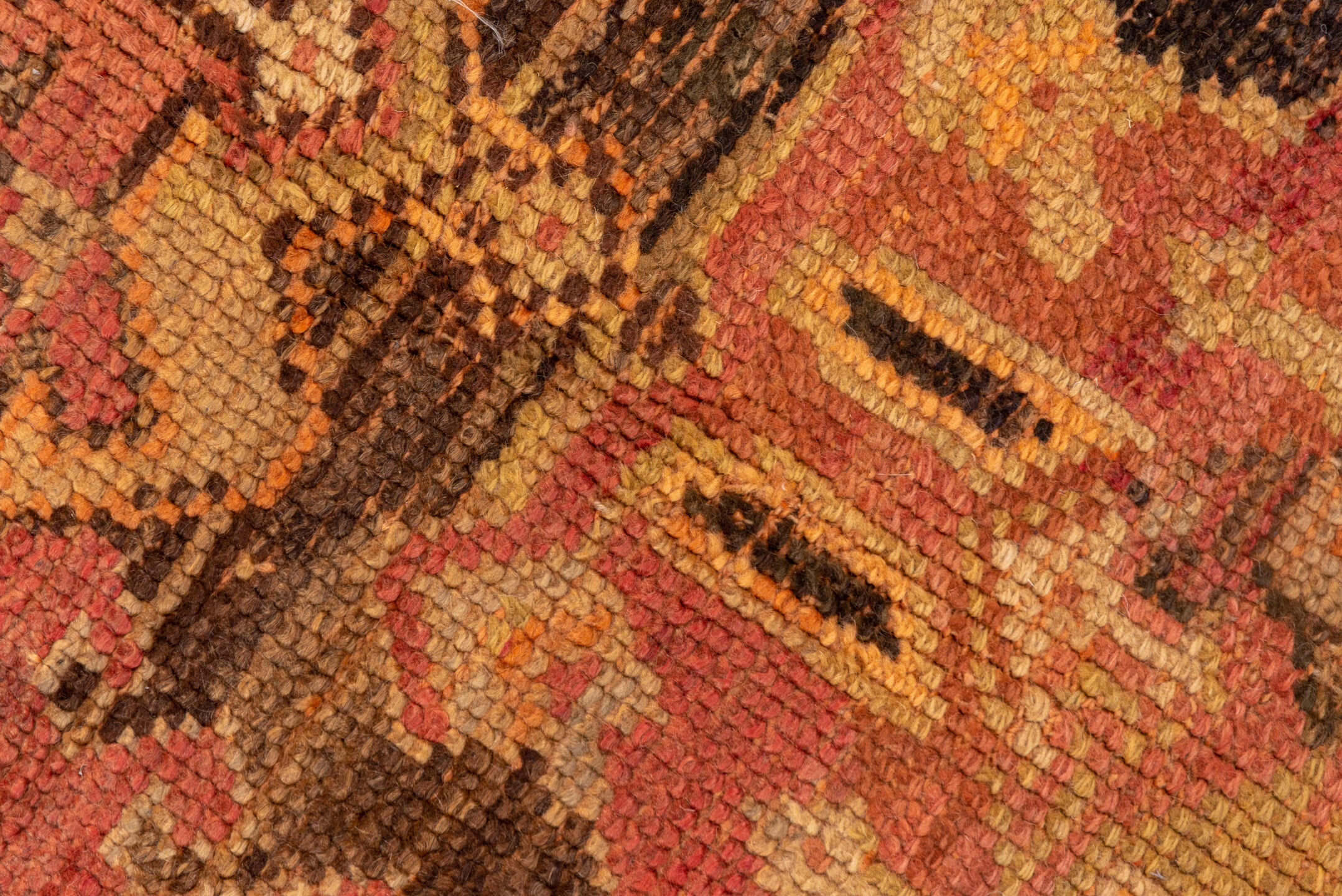 16' x 28' one-of-a-kind handmade vintage Oushak oversize rug. Color palette: brown, orange, pink, sienna