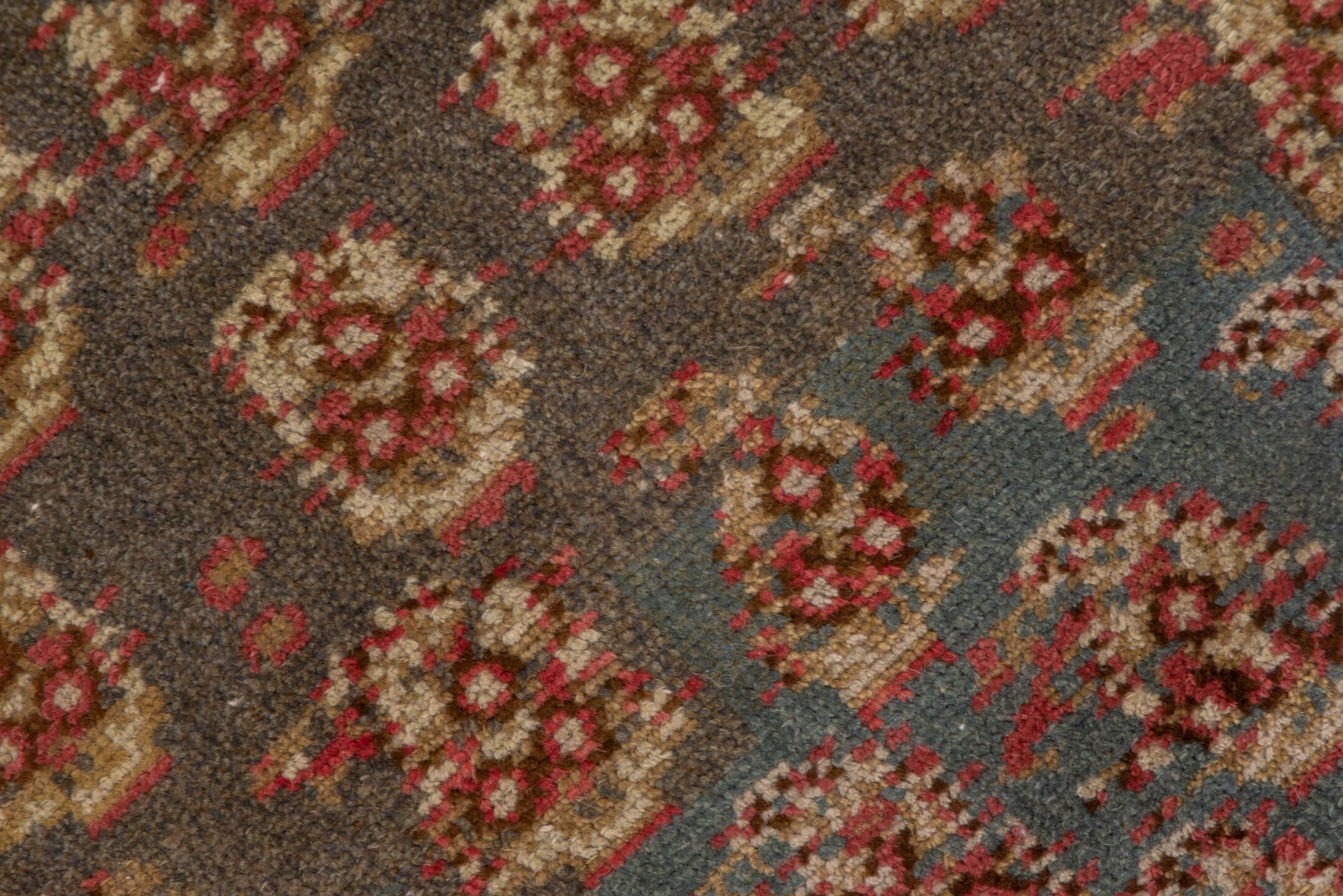 4' x 10' one-of-a-kind handmade antique Malayer runner rug. Color palette: blue, ivory, rust, brown, taupe, terracotta