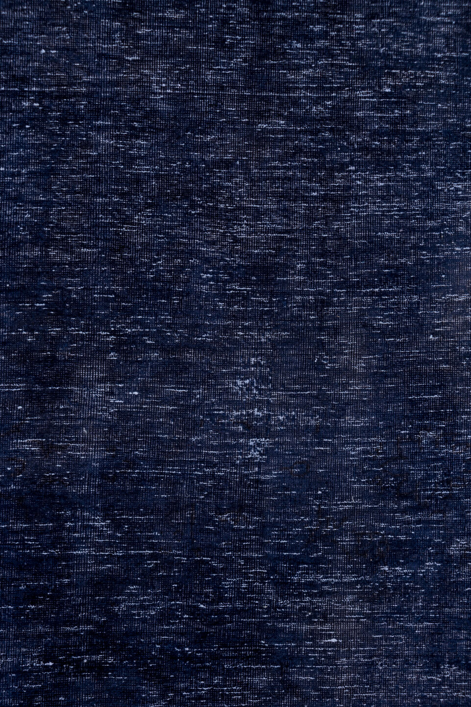 9' x 13' one-of-a-kind handmade vintage Overdyed large size rug. Color palette: indigo, navy, slate, charcoal, ivory, purple