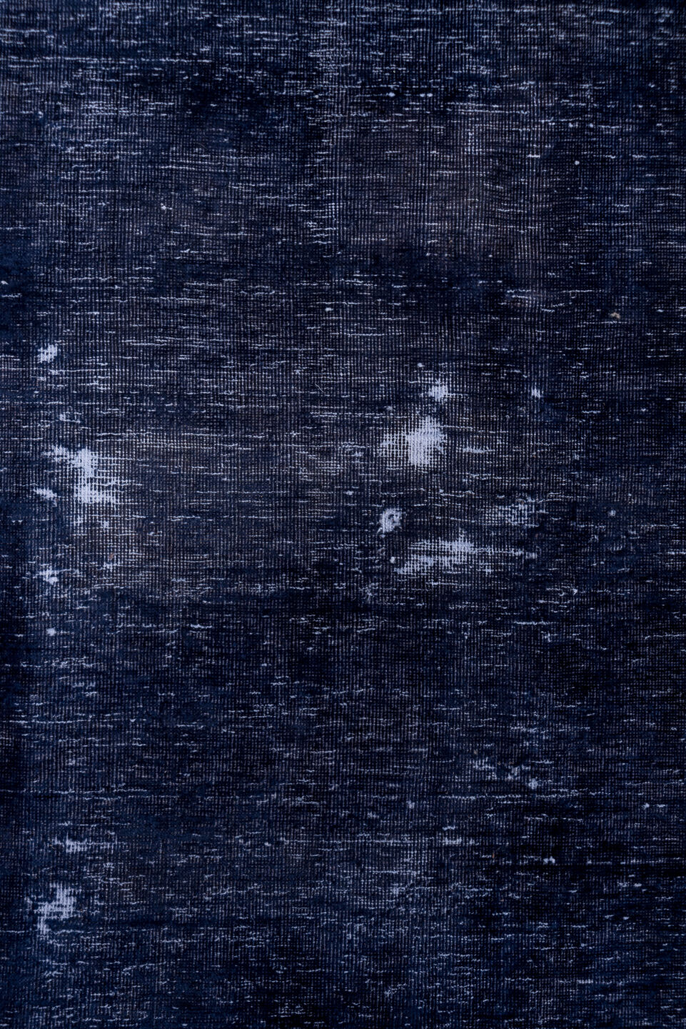 9' x 13' one-of-a-kind handmade vintage Overdyed large size rug. Color palette: indigo, navy, slate, charcoal, ivory, purple