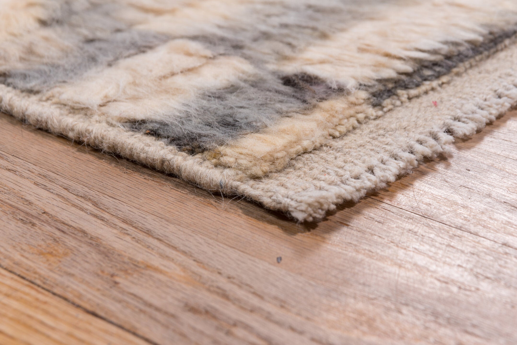 8' x 11' one-of-a-kind handmade vintage Moroccan large size rug. Color palette: ivory, gray, cream, taupe, charcoal, beige