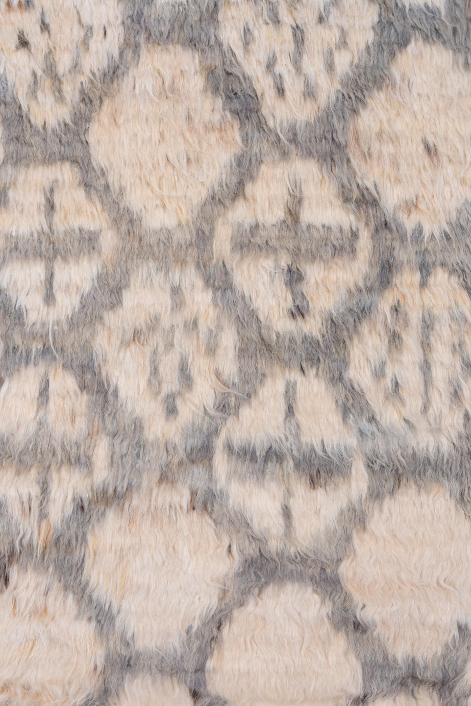 8' x 11' one-of-a-kind handmade vintage Moroccan large size rug. Color palette: ivory, gray, cream, taupe, charcoal, beige
