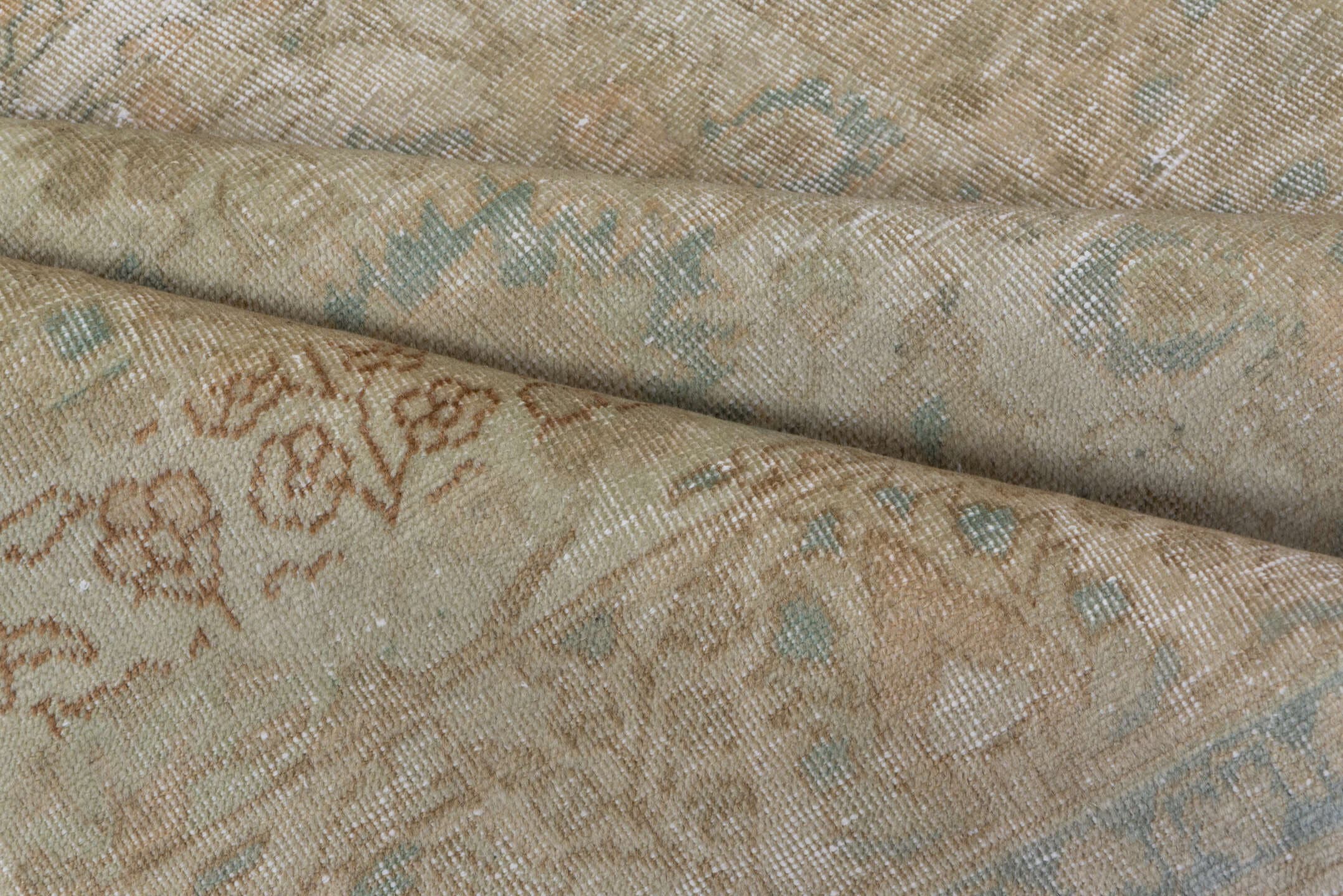 4' x 6' one-of-a-kind handmade antique Sivas small size rug. Color palette: ivory, pale blue, beige, taupe, terra cotta