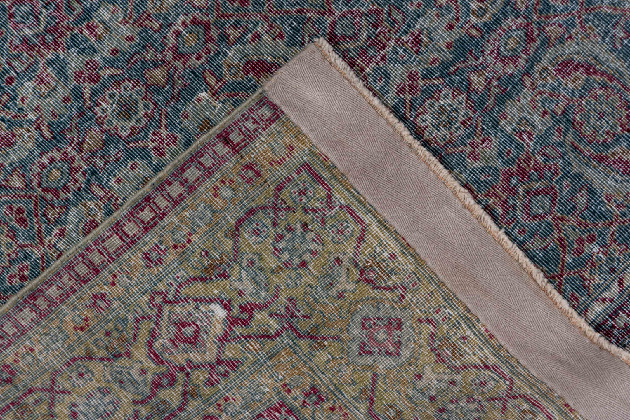 4' x 6' one-of-a-kind handmade antique Tabriz small size rug. Color palette: blue, sage, burgundy, ivory, taupe, rose