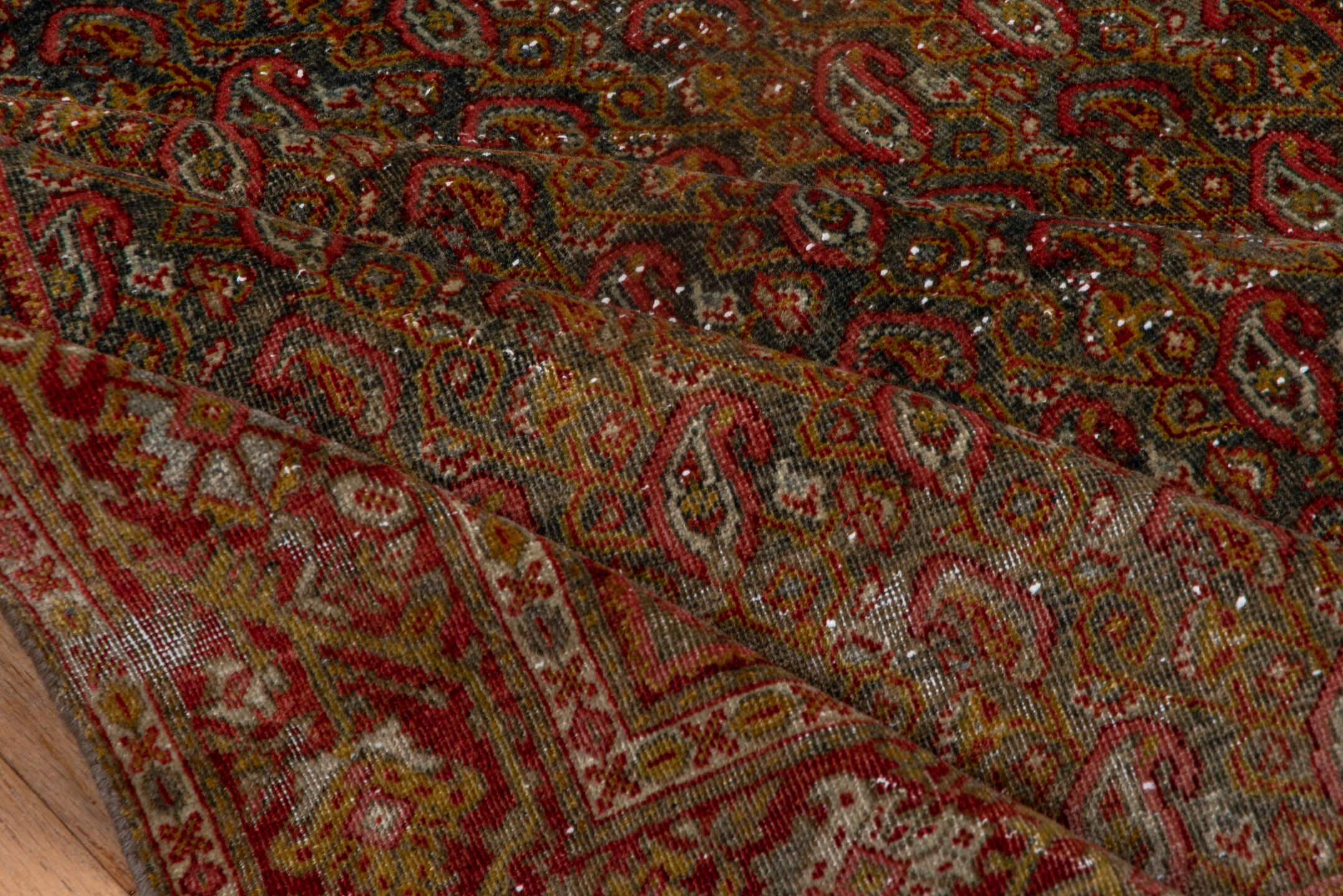 4' x 6' one-of-a-kind handmade antique Sarouk small size rug. Color palette: rust, brick, gold, ivory, navy, camel, brown