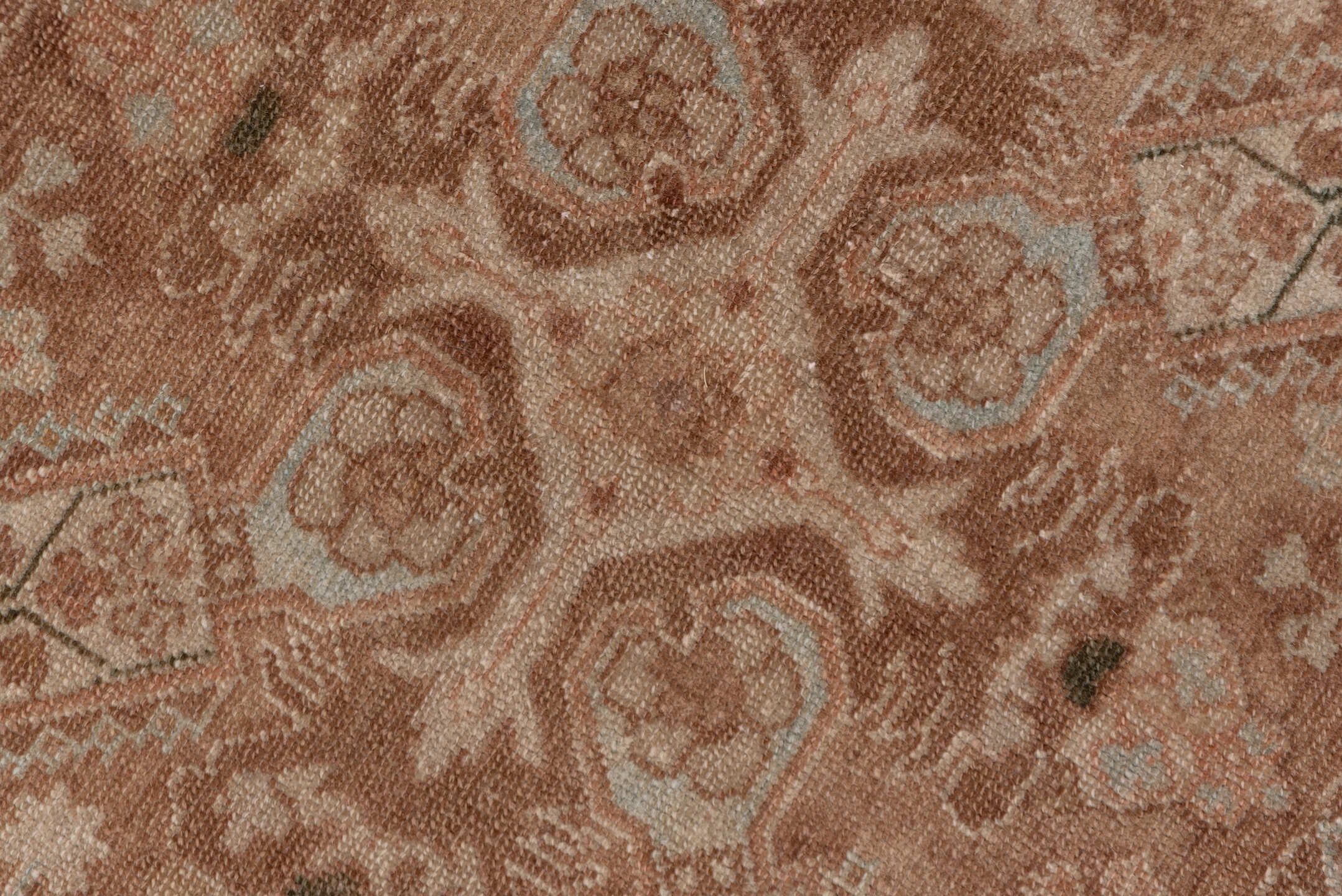 8' x 11' one-of-a-kind handmade antique Sivas large size rug. Color palette: terra cotta, camel, ivory, taupe, rose, sienna