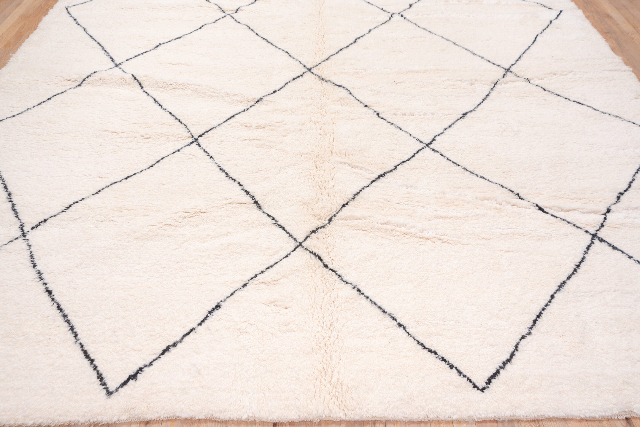 10' x 13' one-of-a-kind handmade vintage Moroccan large size rug. Color palette: ivory, charcoal, cream, gray, black