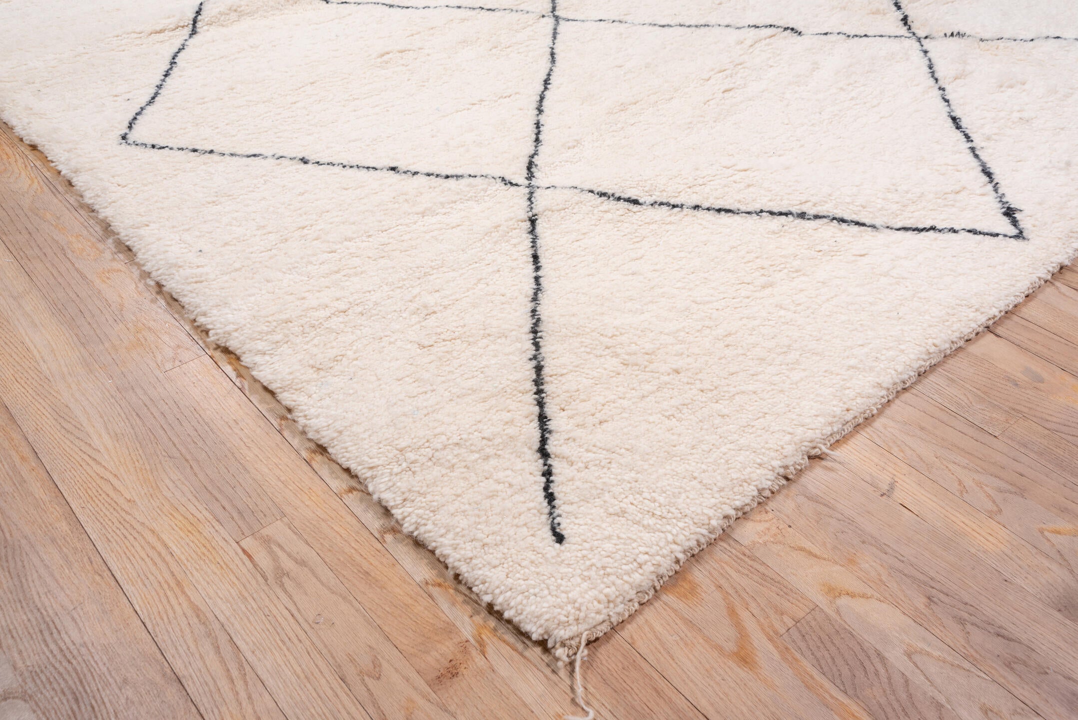 10' x 13' one-of-a-kind handmade vintage Moroccan large size rug. Color palette: ivory, charcoal, cream, gray, black
