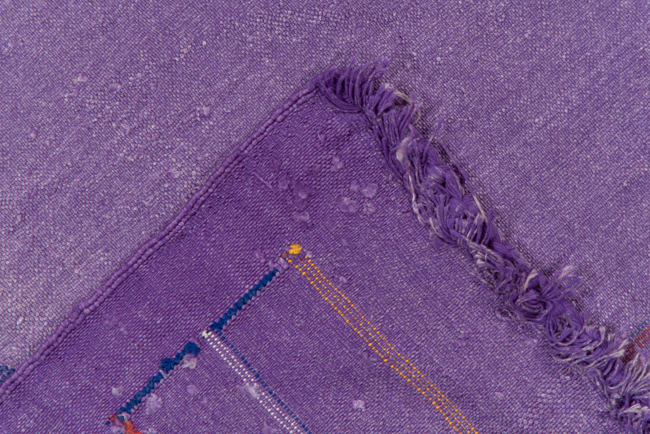 6' x 9' one-of-a-kind handmade vintage Cactus Kilim medium size rug. Color palette: violet, lavender, indigo, rose, saffron