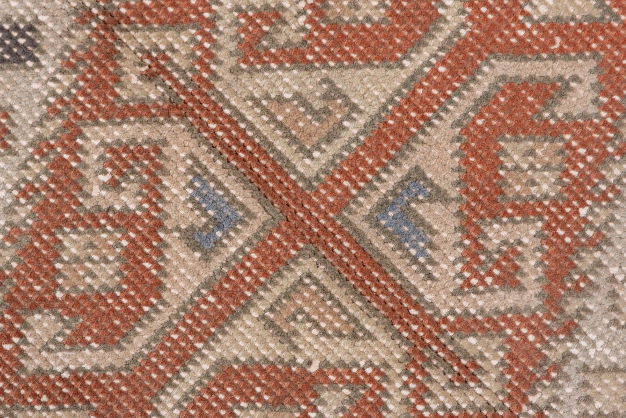 6' x 8' one-of-a-kind handmade antique Sparta medium size rug. Color palette: ivory, rust, brown, slate, taupe, charcoal