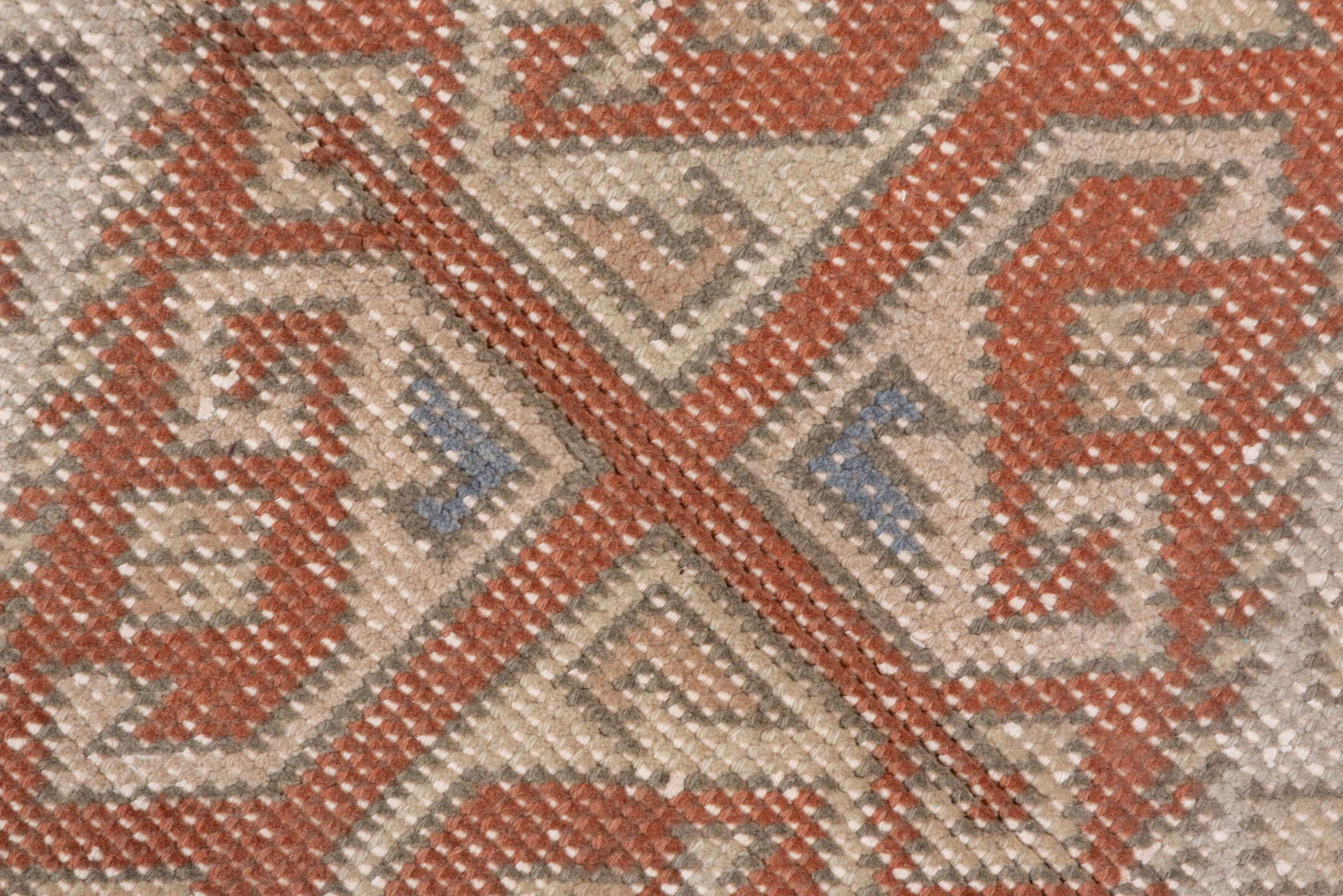 6' x 8' one-of-a-kind handmade antique Sparta medium size rug. Color palette: ivory, rust, brown, slate, taupe, charcoal