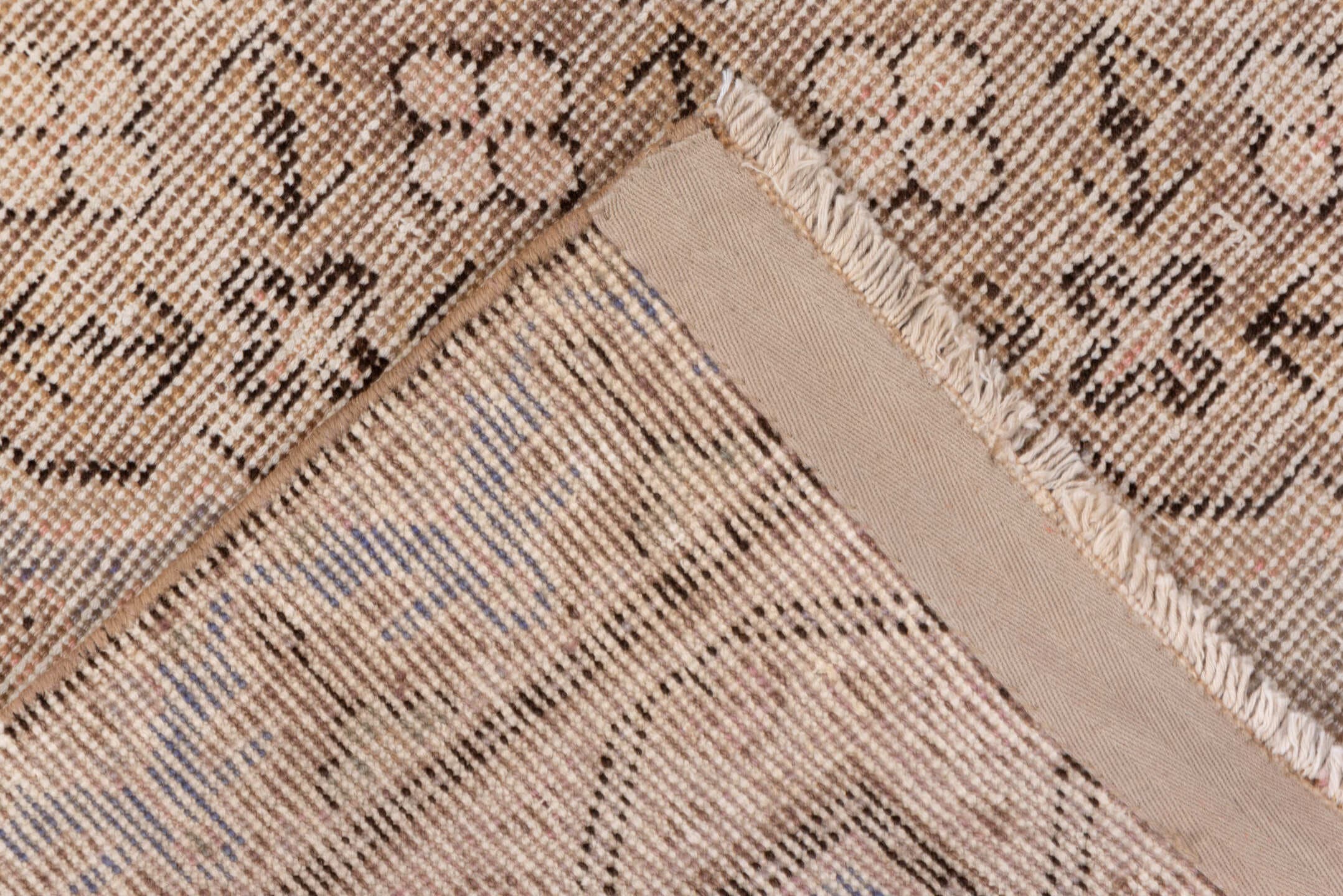 4' x 7' one-of-a-kind handmade antique Khotan rug. Color palette: beige, taupe, camel, brown, ivory, gray