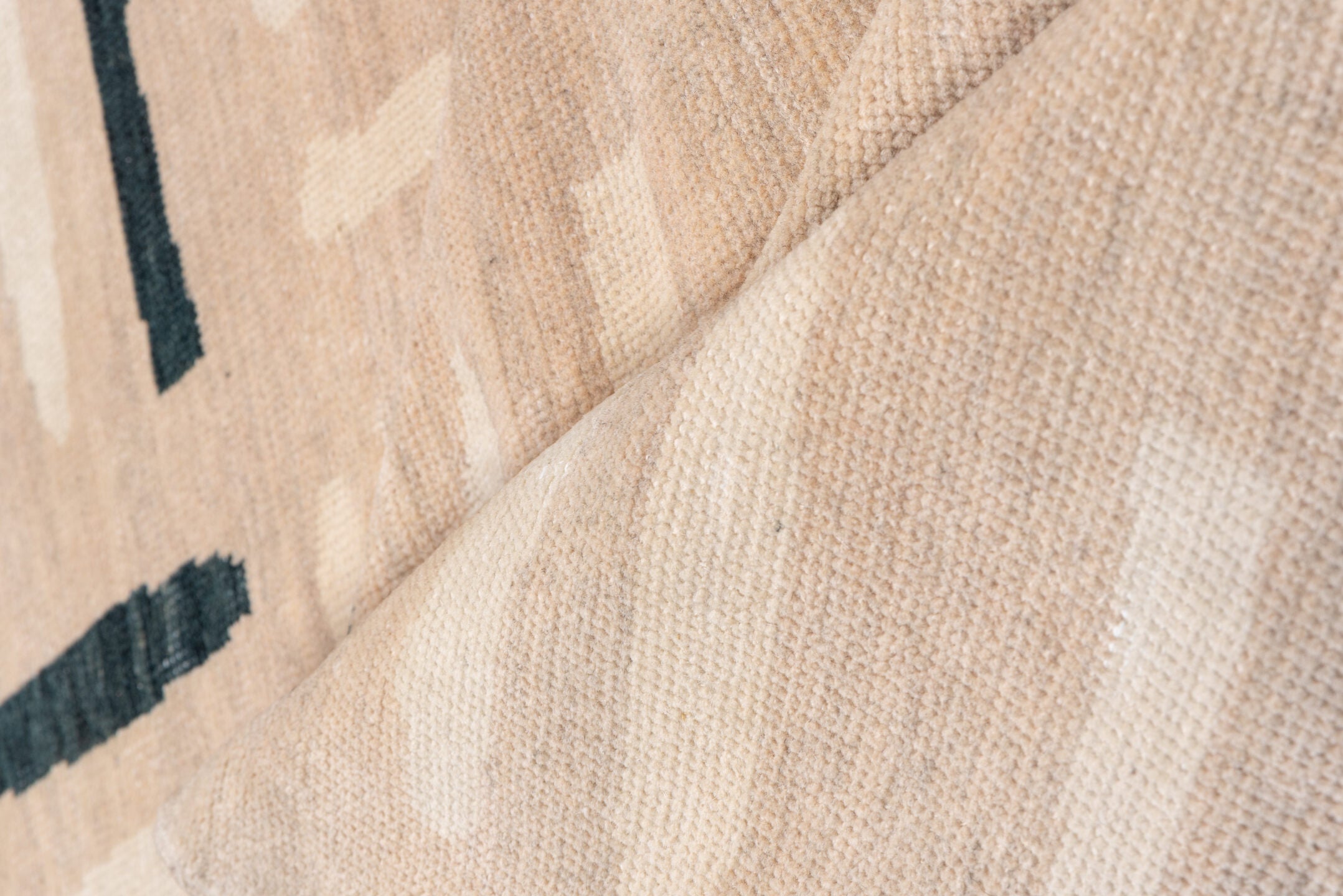 8' x 12' one-of-a-kind handmade vintage Modern large size rug. Color palette: black, blue, brown, charcoal, dim gray, gray