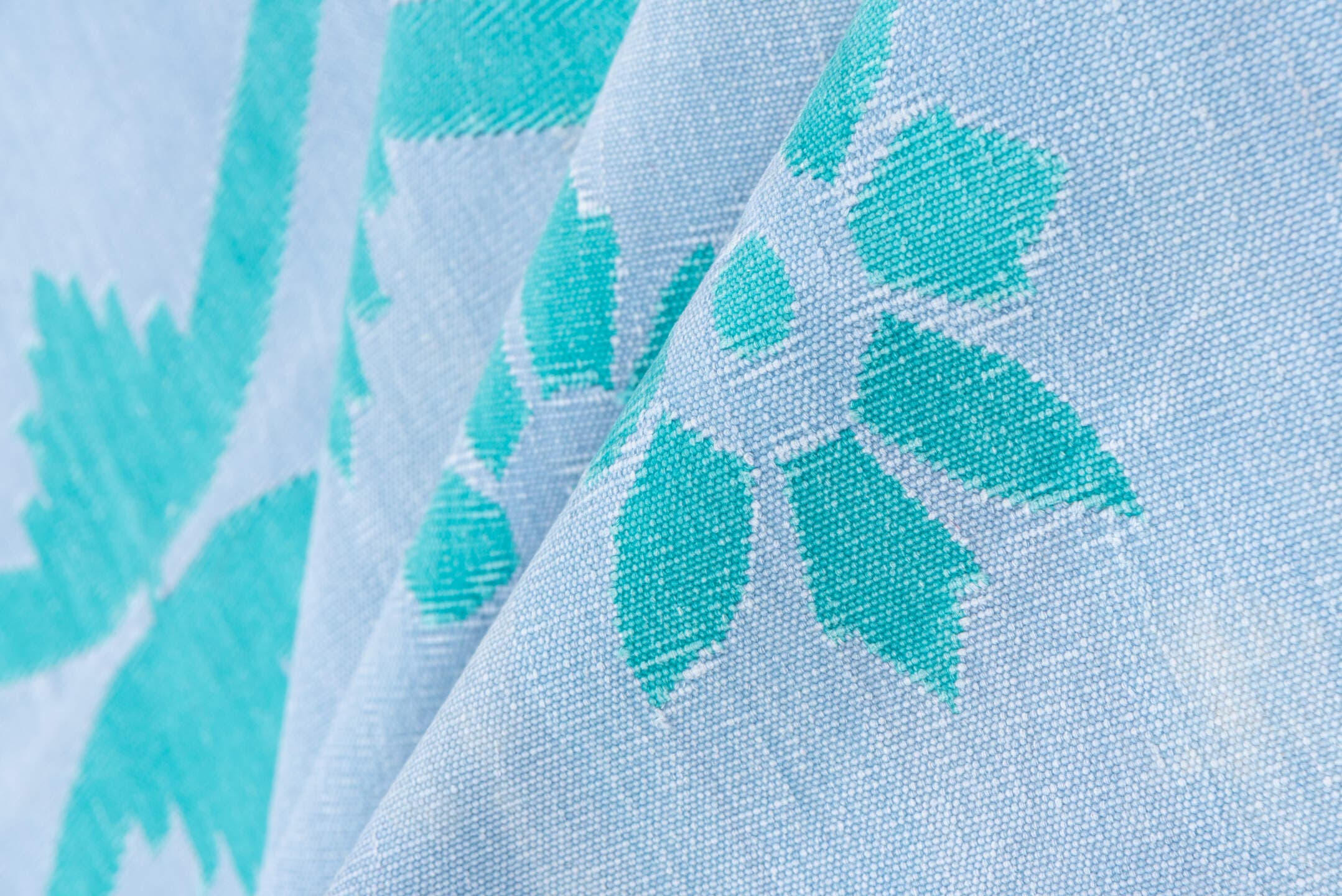 7' x 10' one-of-a-kind handmade vintage Dhurrie large size rug. Color palette: pale blue, turquoise, aqua, light blue, teal