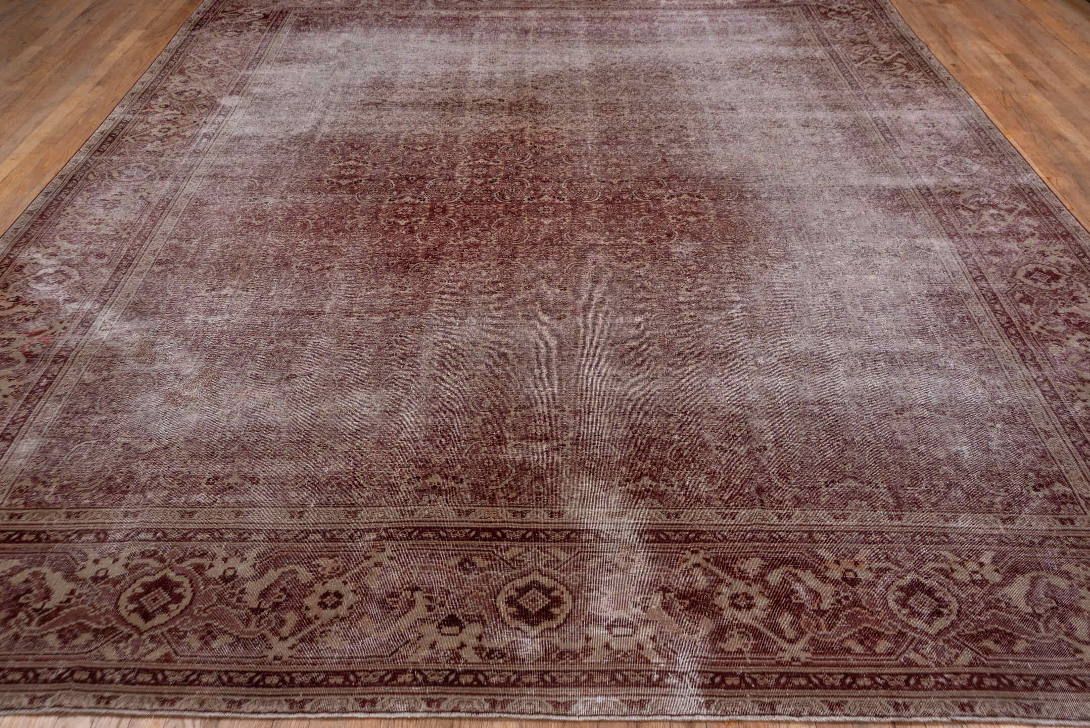 10' x 12' one-of-a-kind handmade antique Amritzar large size rug. Color palette: rose, dusty pink, ivory, burgundy, taupe
