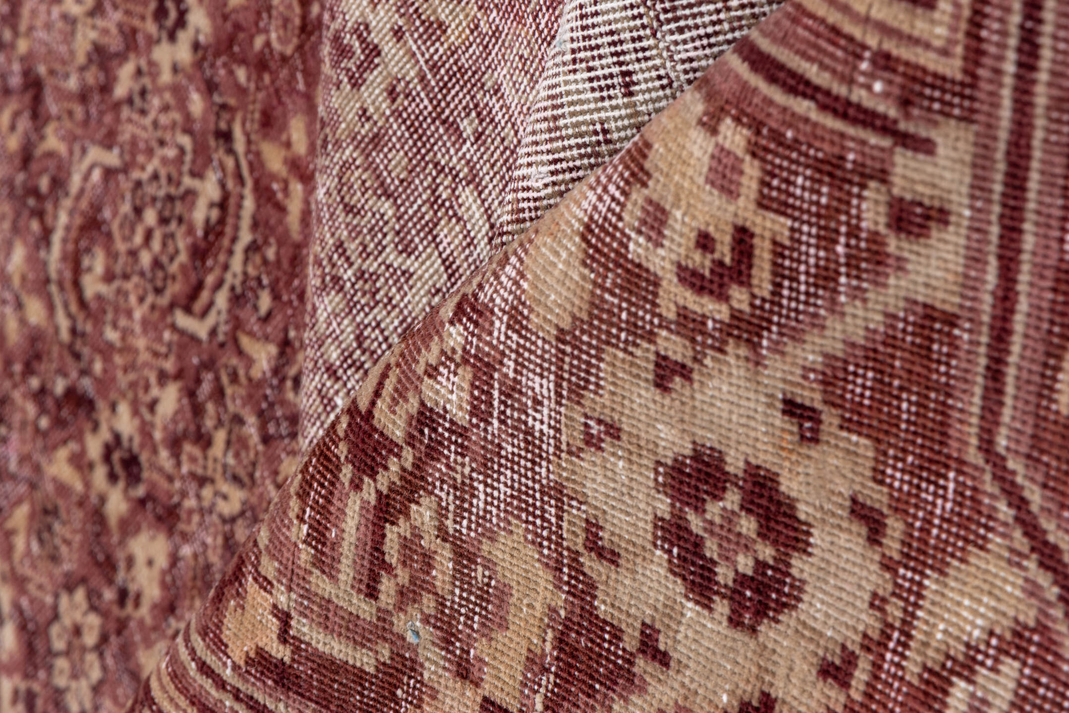 10' x 12' one-of-a-kind handmade antique Amritzar large size rug. Color palette: rose, dusty pink, ivory, burgundy, taupe
