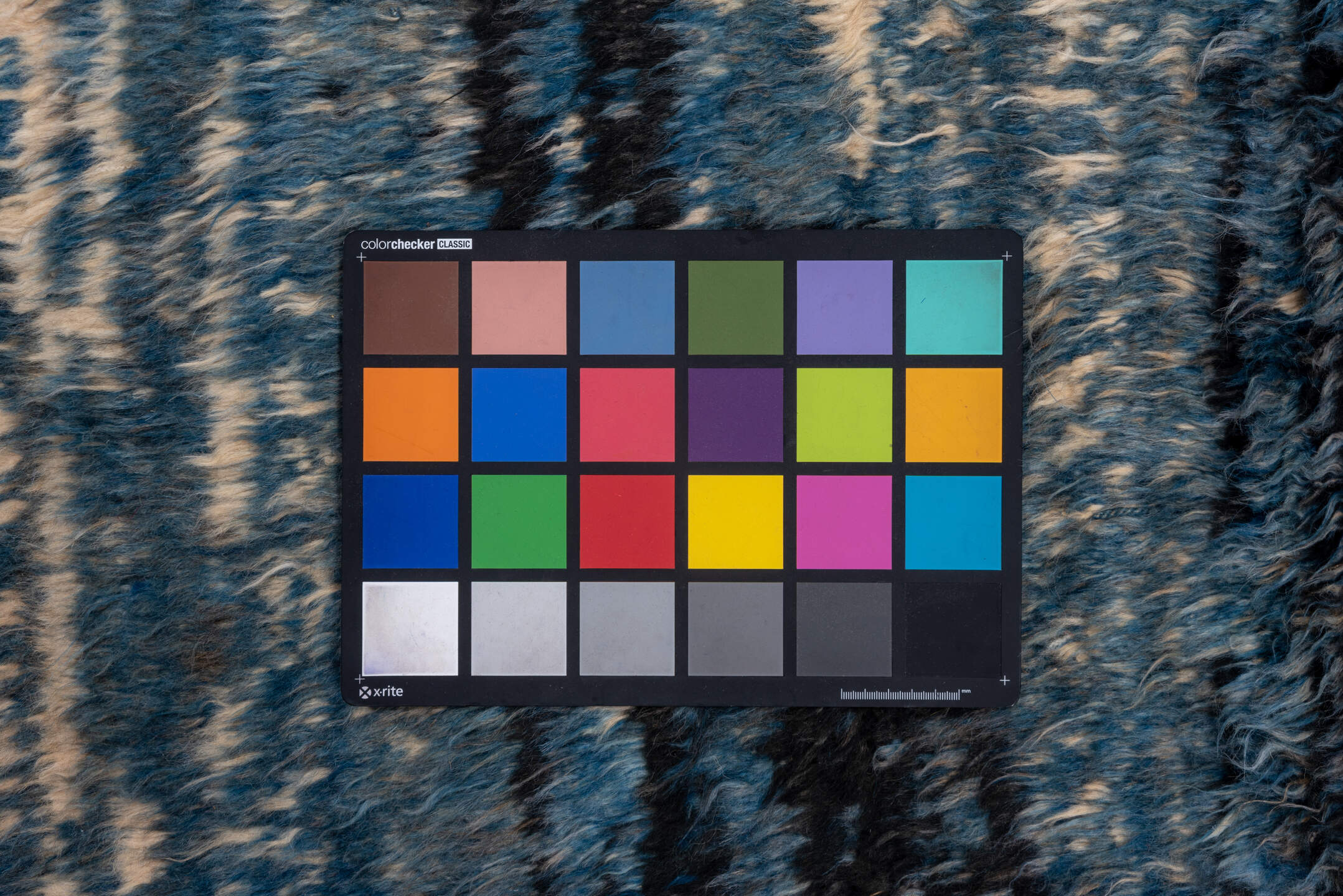 8' x 9' one-of-a-kind handmade vintage Moroccan rug. Color palette: arapawa, black, blue, brown, charcoal, fiord, gray