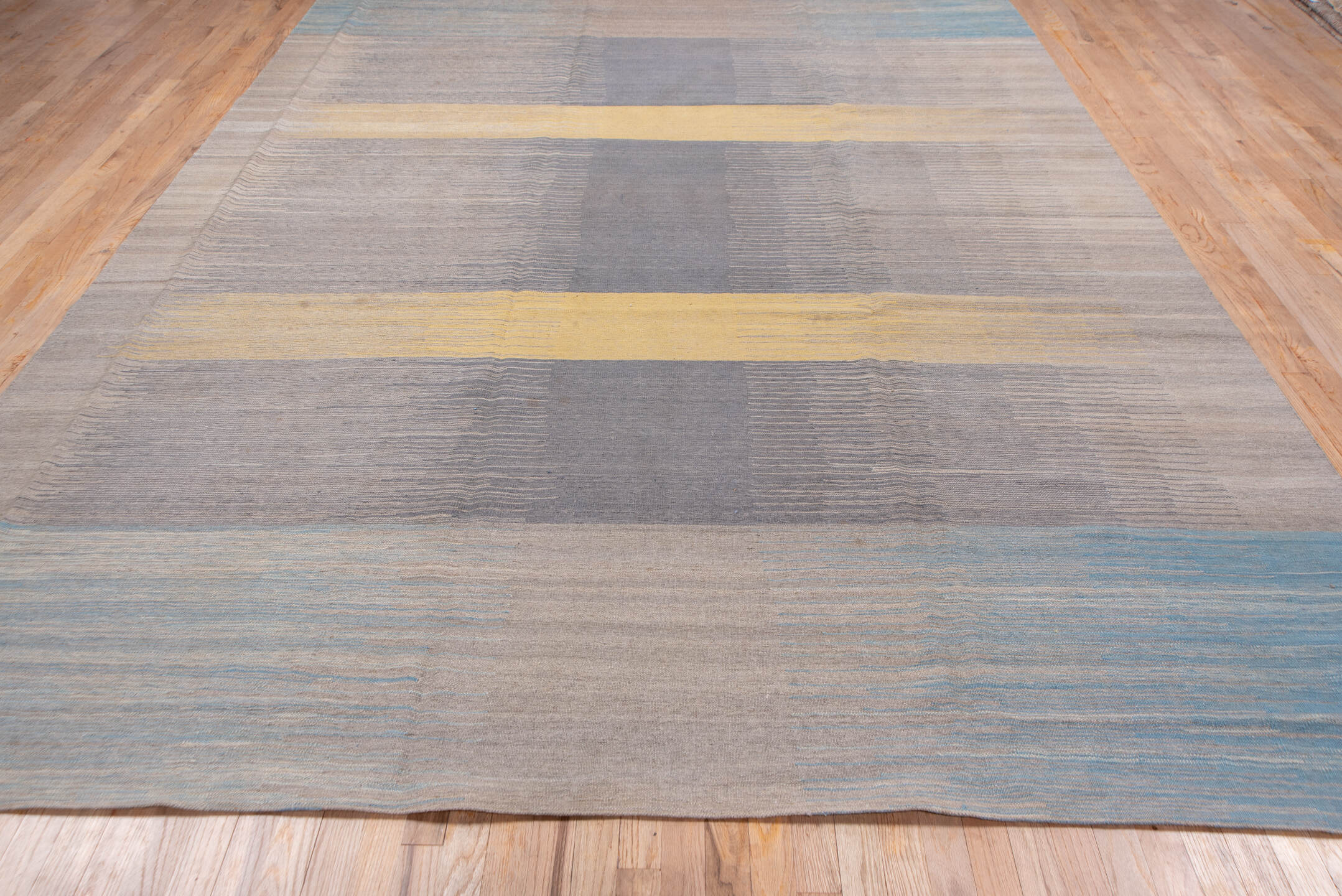 8' x 11' one-of-a-kind handmade vintage Kilim large size rug. Color palette: brown, dim gray, gray, light gray, pink