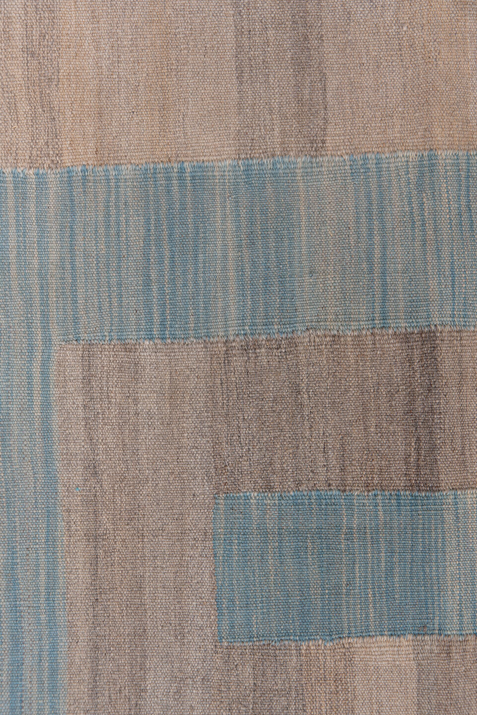 8' x 11' one-of-a-kind handmade vintage Kilim large size rug. Color palette: taupe, sky blue, beige, gray, light blue