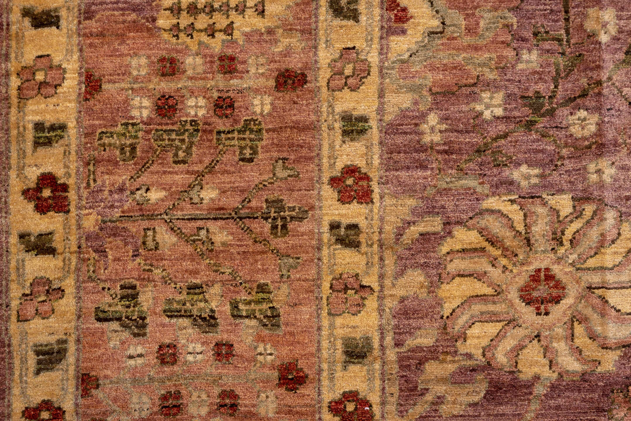 10' x 13' one-of-a-kind handmade vintage Amritzar large size rug. Color palette: brown, burlywood, pink, red, tan