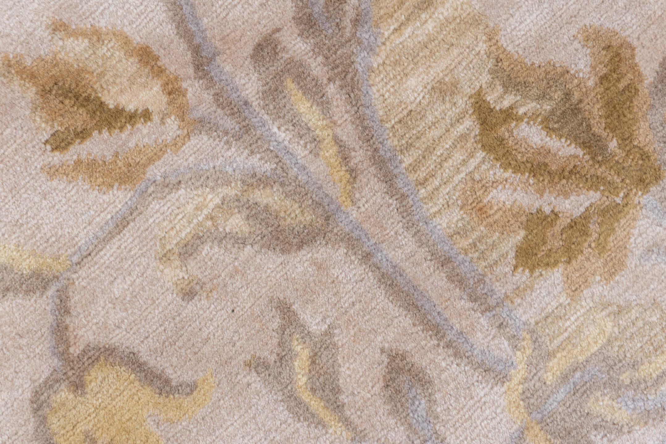 9' x 13' one-of-a-kind handmade vintage India large size rug. Color palette: ivory, taupe, camel, beige, sand, light blue