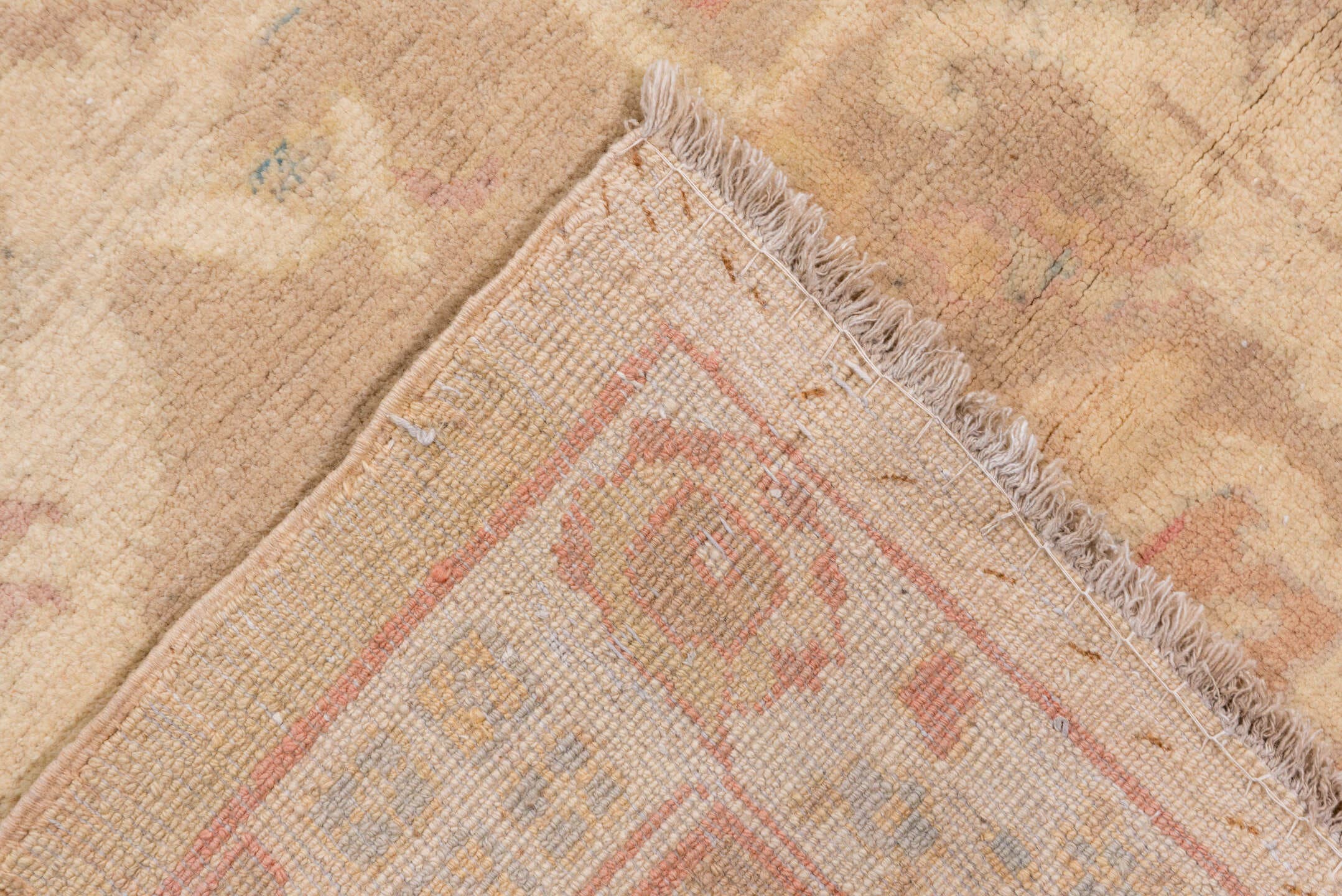 12' x 16' one-of-a-kind handmade vintage Sultanabad oversize rug. Color palette: tan, taupe, rose, sage, ivory, dusty blue