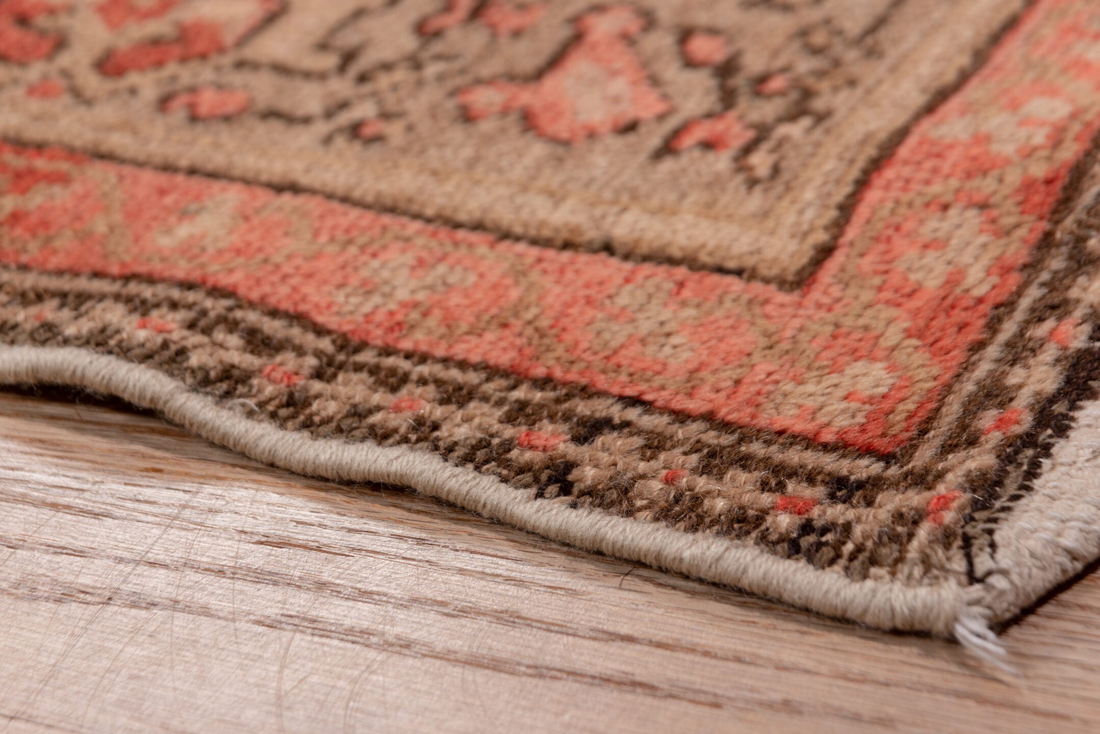 5' x 13' one-of-a-kind handmade antique Malayer rug. Color palette: rust, ivory, brown, terra cotta, charcoal, rose, taupe