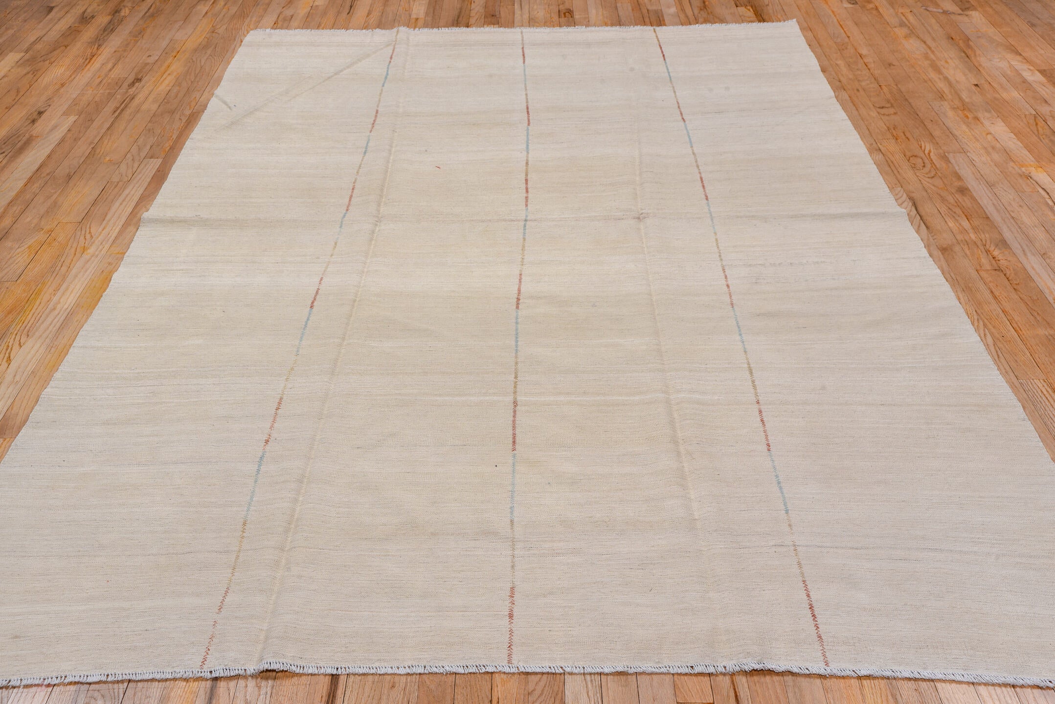 6' x 10' one-of-a-kind handmade vintage Kilim large size rug. Color palette: dark gray, gray, light gray, off-white, pink