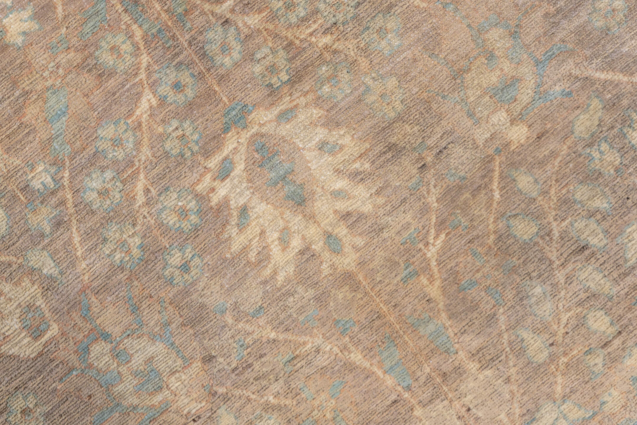 9' x 12' one-of-a-kind handmade vintage Sivas large size rug. Color palette: taupe, ivory, pale blue, beige, sand, camel