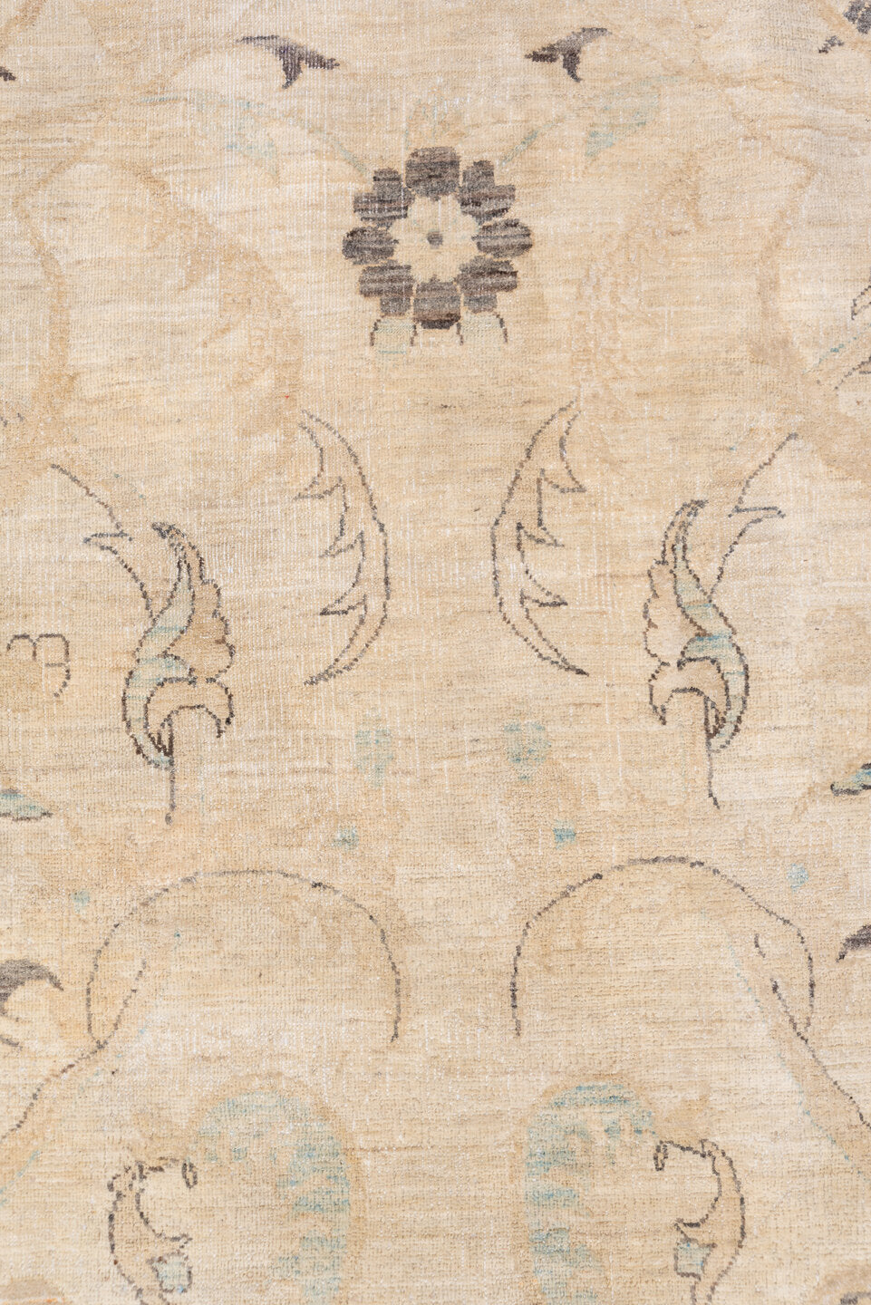 12' x 19' one-of-a-kind handmade vintage Sivas oversize rug. Color palette: beige, ivory, taupe, pale blue, slate, camel