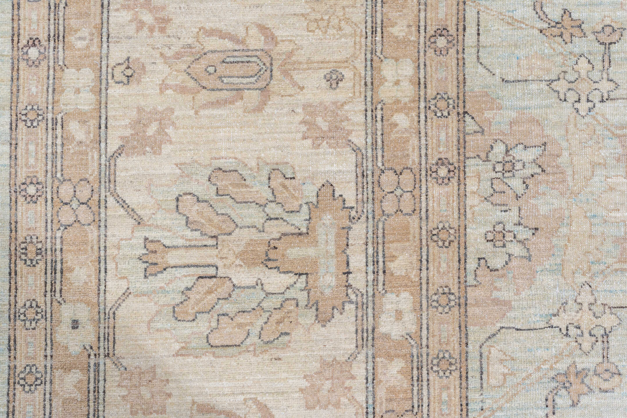 11' x 17' one-of-a-kind handmade vintage Sivas oversize rug. Color palette: antiquewhite, brown, cornsilk, gray, light gray