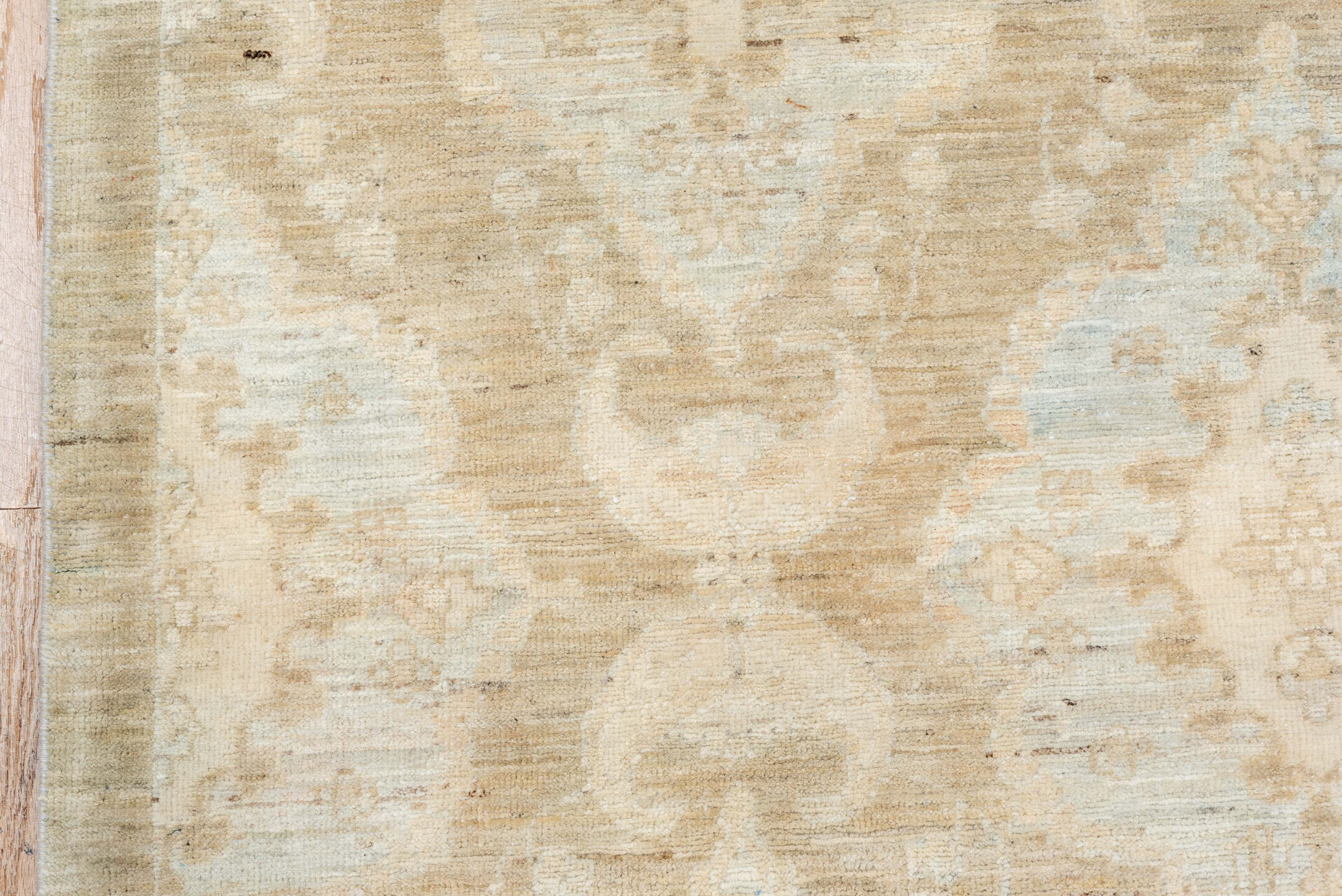 8' x 9' one-of-a-kind handmade vintage Sivas rug. Color palette: beige, ivory, cream, pale blue, taupe, light blue, gray