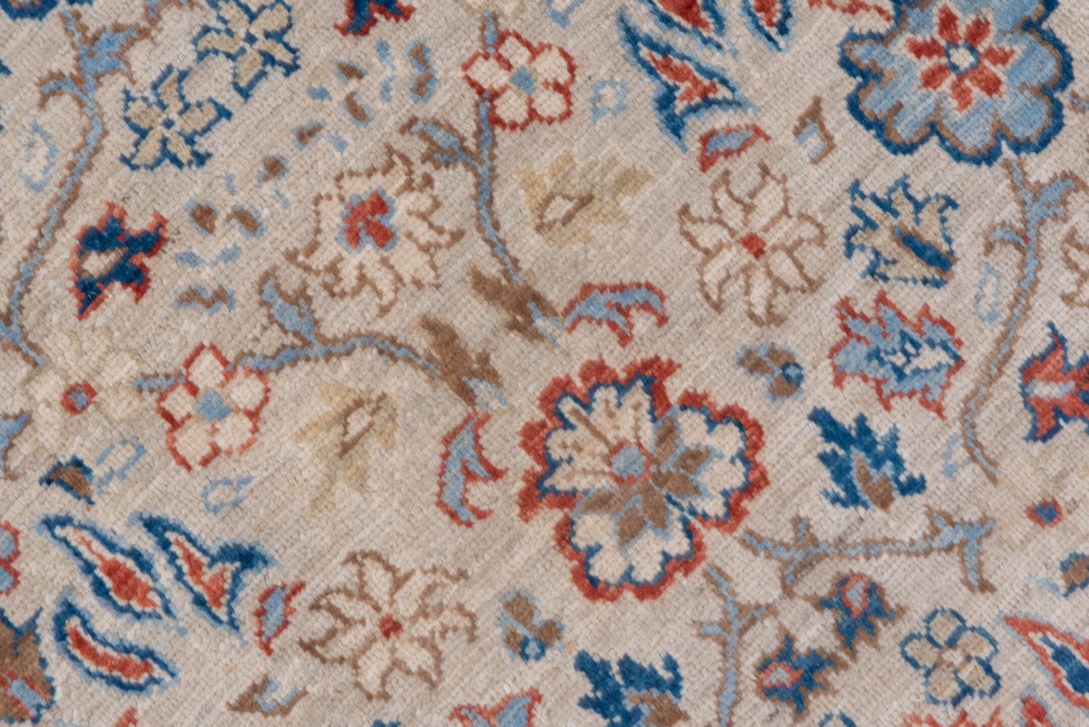 8' x 10' one-of-a-kind handmade vintage Afghan large size rug. Color palette: ivory, sky_blue, taupe, rust, slate, rose