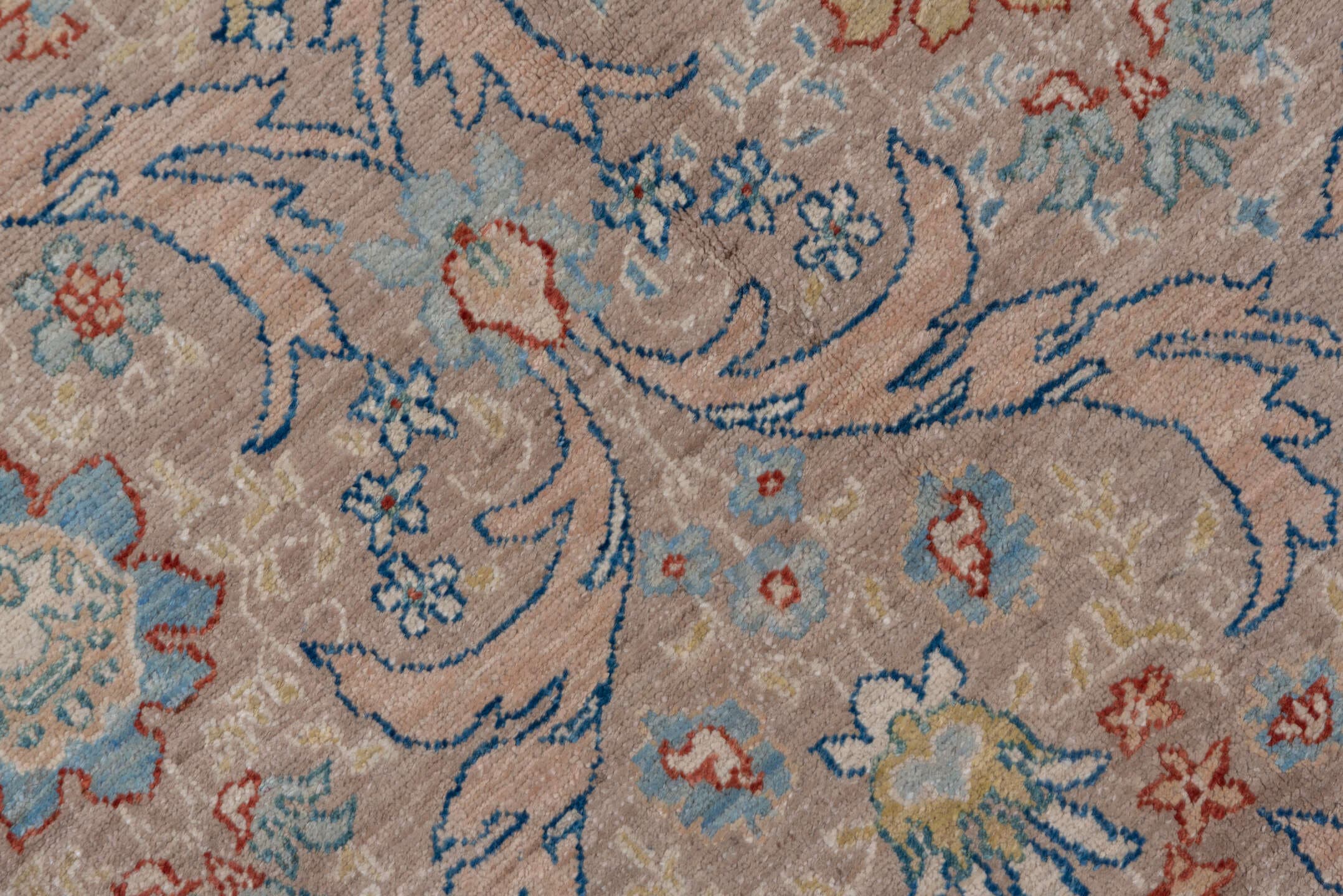 6' x 8' one-of-a-kind handmade vintage Afghan medium size rug. Color palette: taupe, ivory, slate, camel, powder_blue, rust