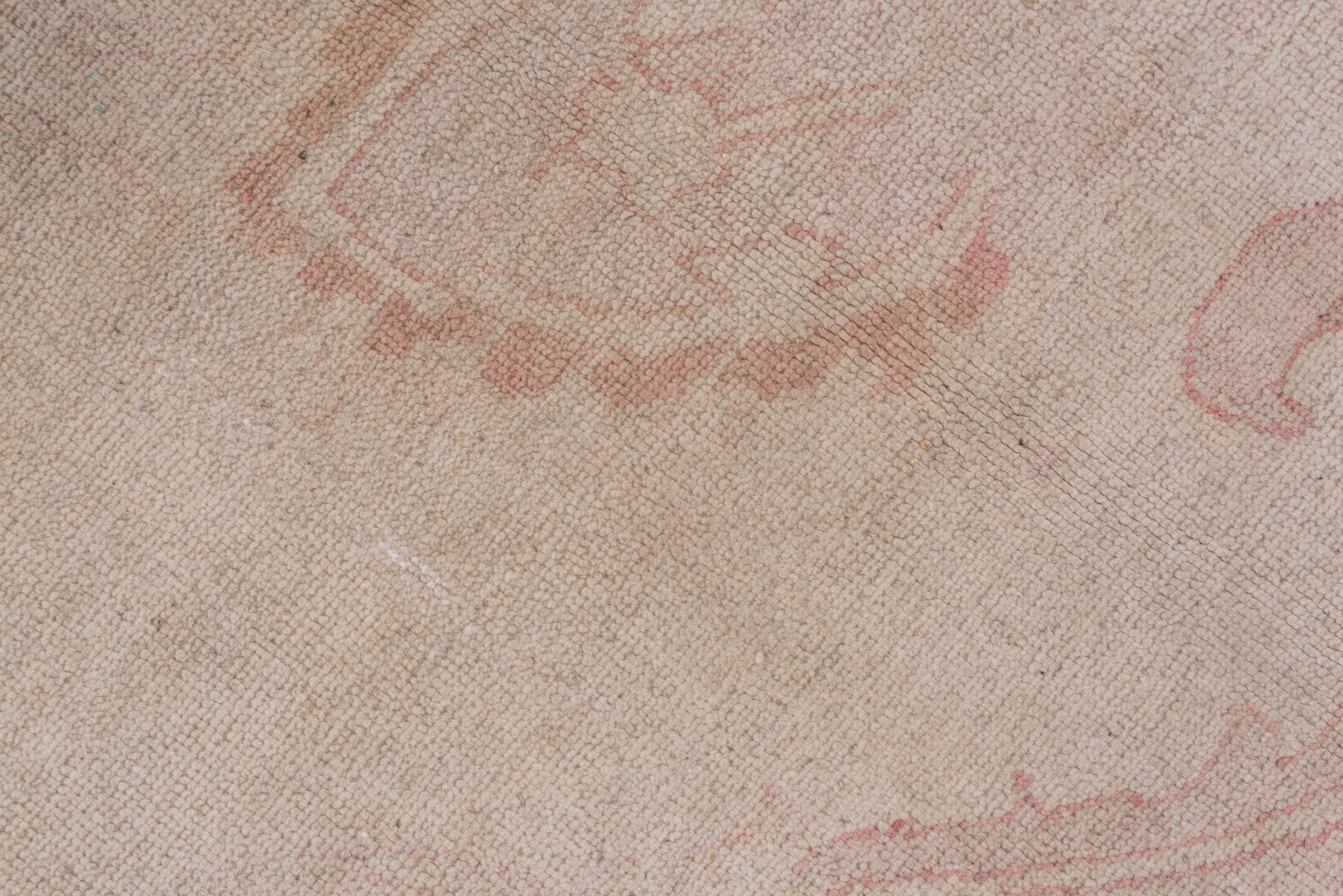 8' x 11' one-of-a-kind handmade vintage Afghan large size rug. Color palette: ivory, blush, cream, taupe, pale rose, pink