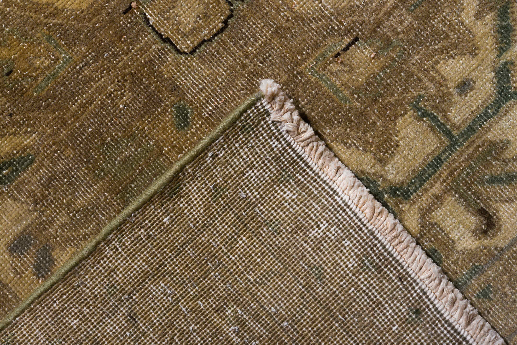 9' x 13' one-of-a-kind handmade vintage Heriz large size rug. Color palette: taupe, beige, ivory, sage, brown, camel, slate