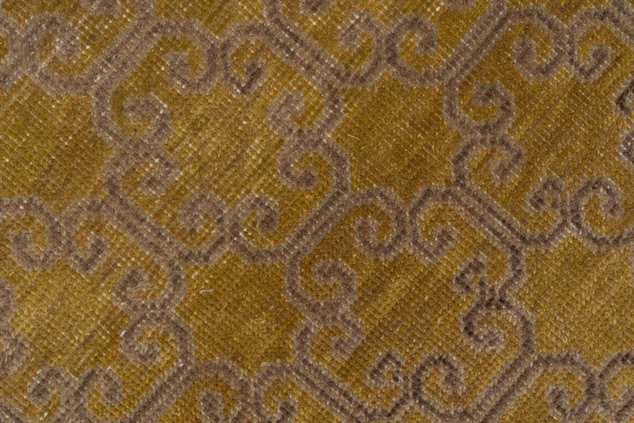 2' x 8' one-of-a-kind handmade antique Khotan runner rug. Color palette: gold, camel, taupe, ivory, beige, gray