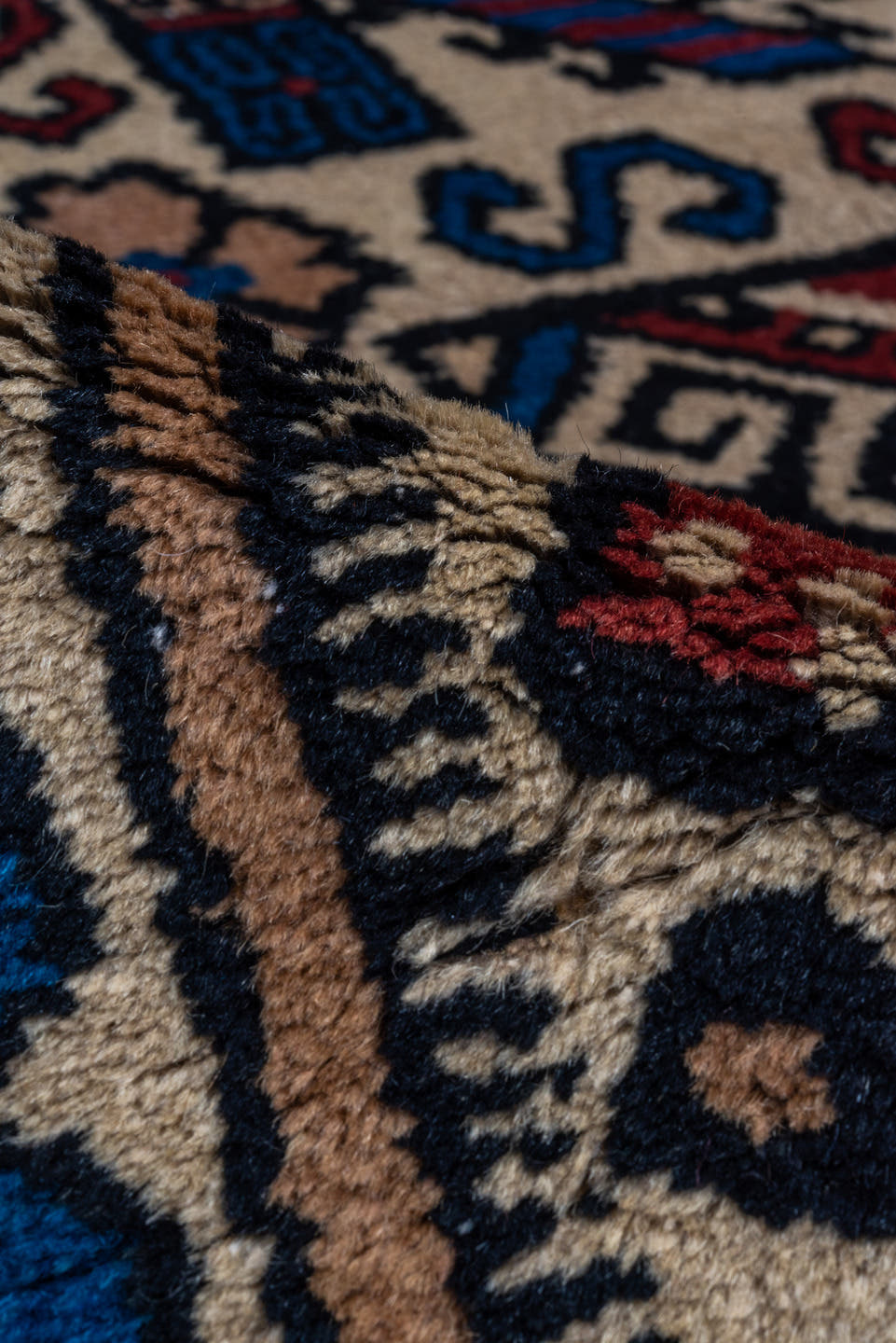 6' x 8' one-of-a-kind handmade antique Khotan medium size rug. Color palette: ivory, rust, brown, pale_blue, charcoal, taupe