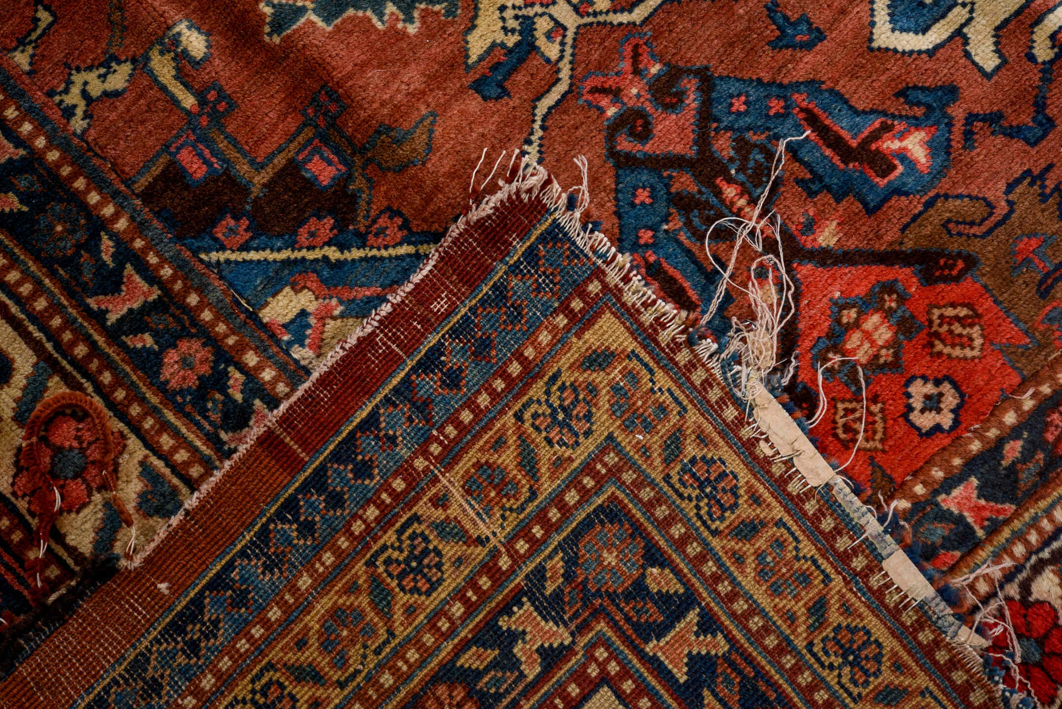 9' x 10' one-of-a-kind handmade vintage Bakhshayesh large size rug. Color palette: arapawa, black, blue, brown, gray