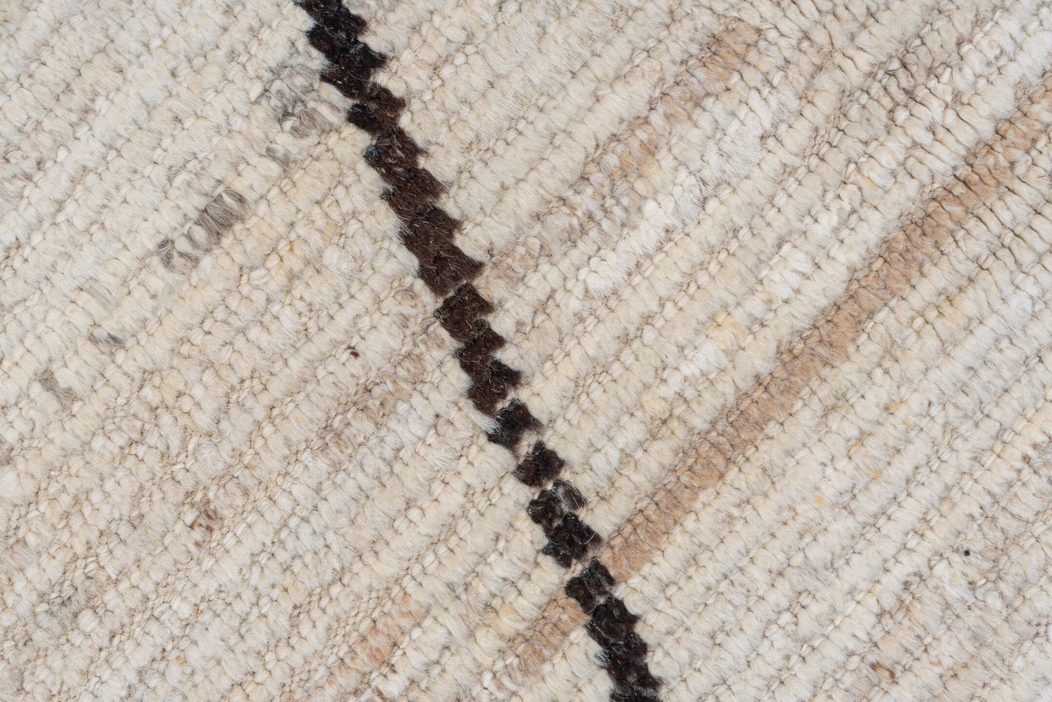 8' x 12' one-of-a-kind handmade vintage Tulu large size rug. Color palette: ivory, brown, cream, taupe, beige, gray