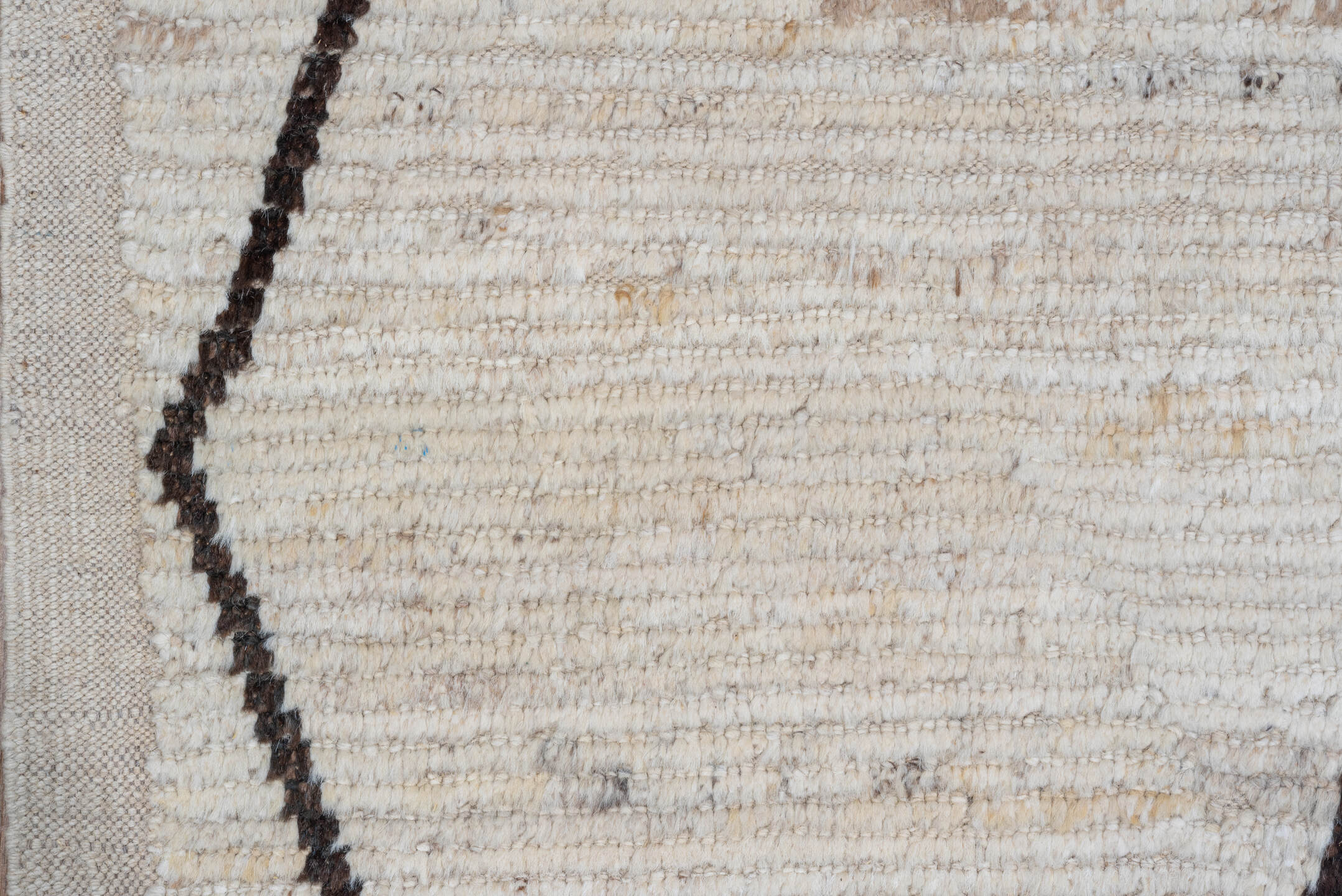 8' x 12' one-of-a-kind handmade vintage Tulu large size rug. Color palette: ivory, brown, cream, taupe, beige, gray