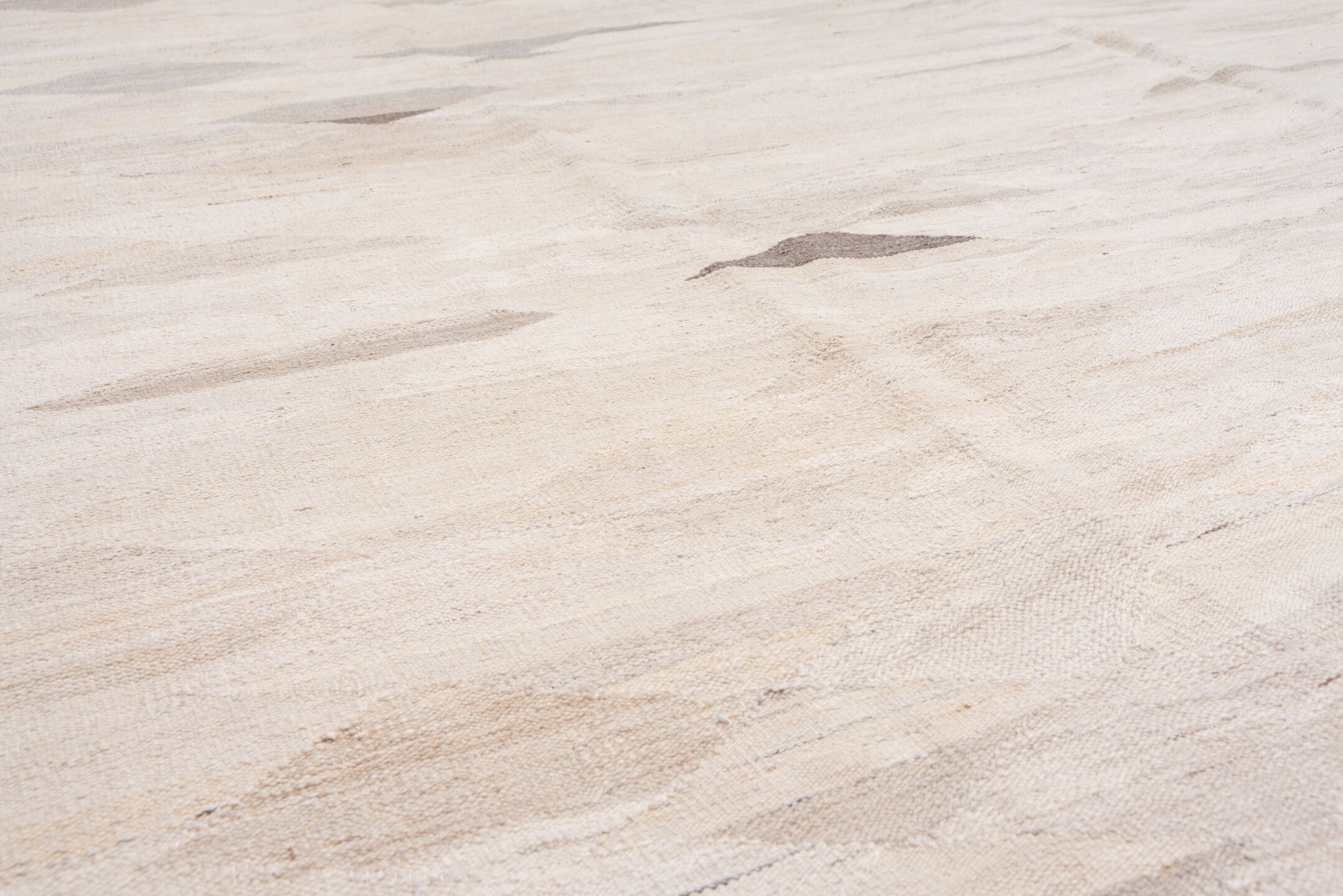 9' x 13' one-of-a-kind handmade vintage Kilim large size rug. Color palette: brown, gray, light gray, off-white, pink