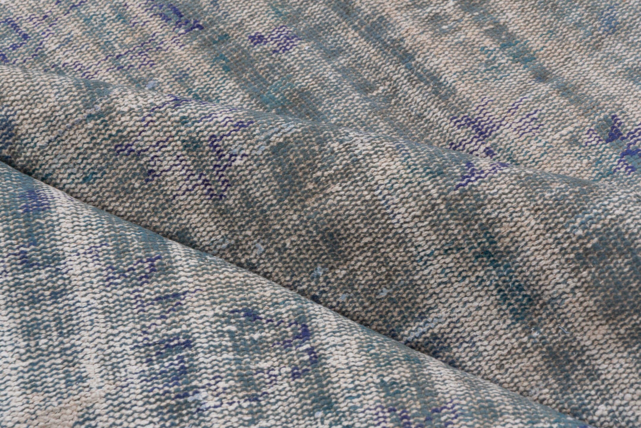 6' x 9' one-of-a-kind handmade antique Sparta medium size rug. Color palette: blue, ivory, lavender, gray, slate, light gray