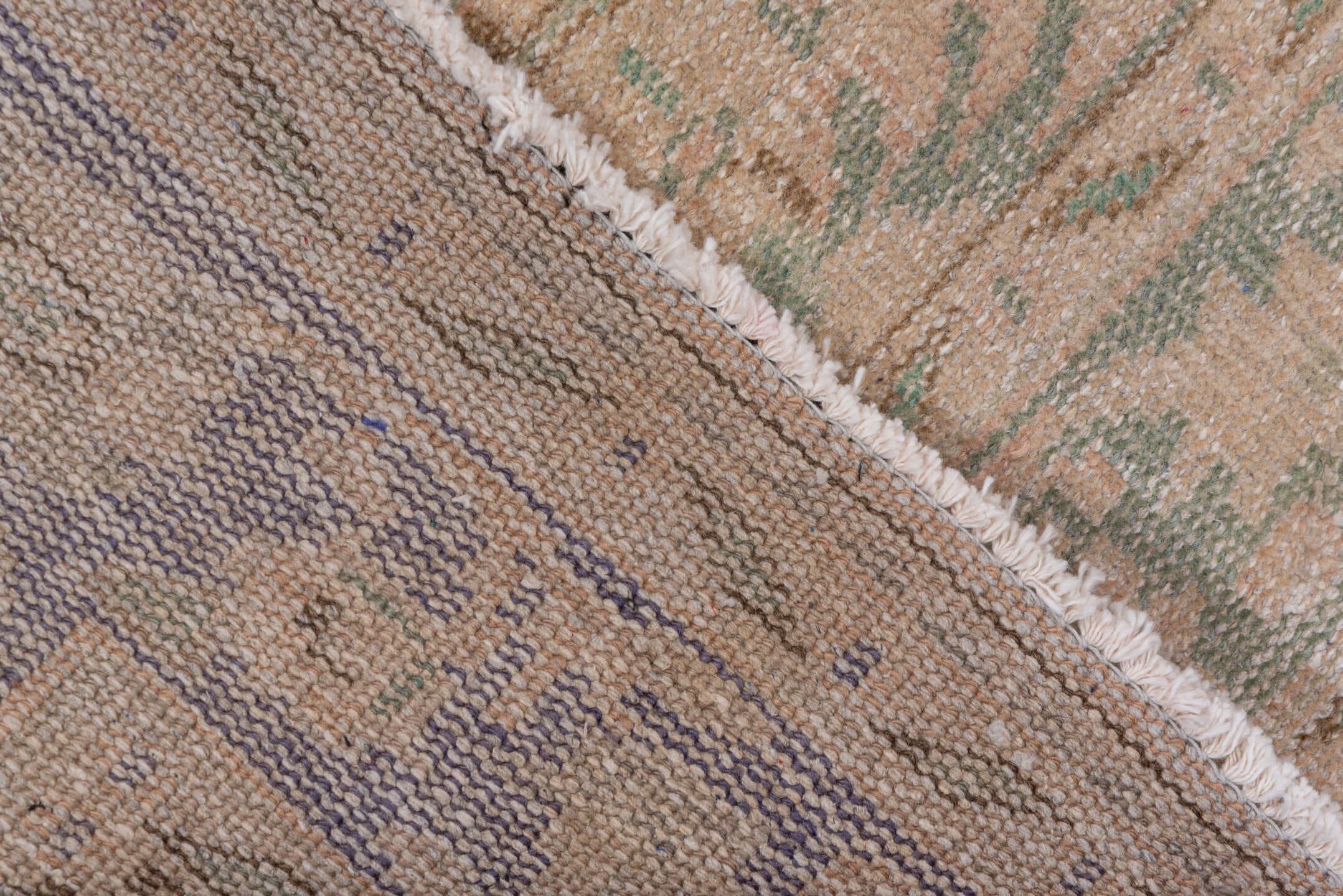 5' x 9' one-of-a-kind handmade vintage Sparta medium size rug. Color palette: blush, ivory, sage, cream, taupe, pink, green