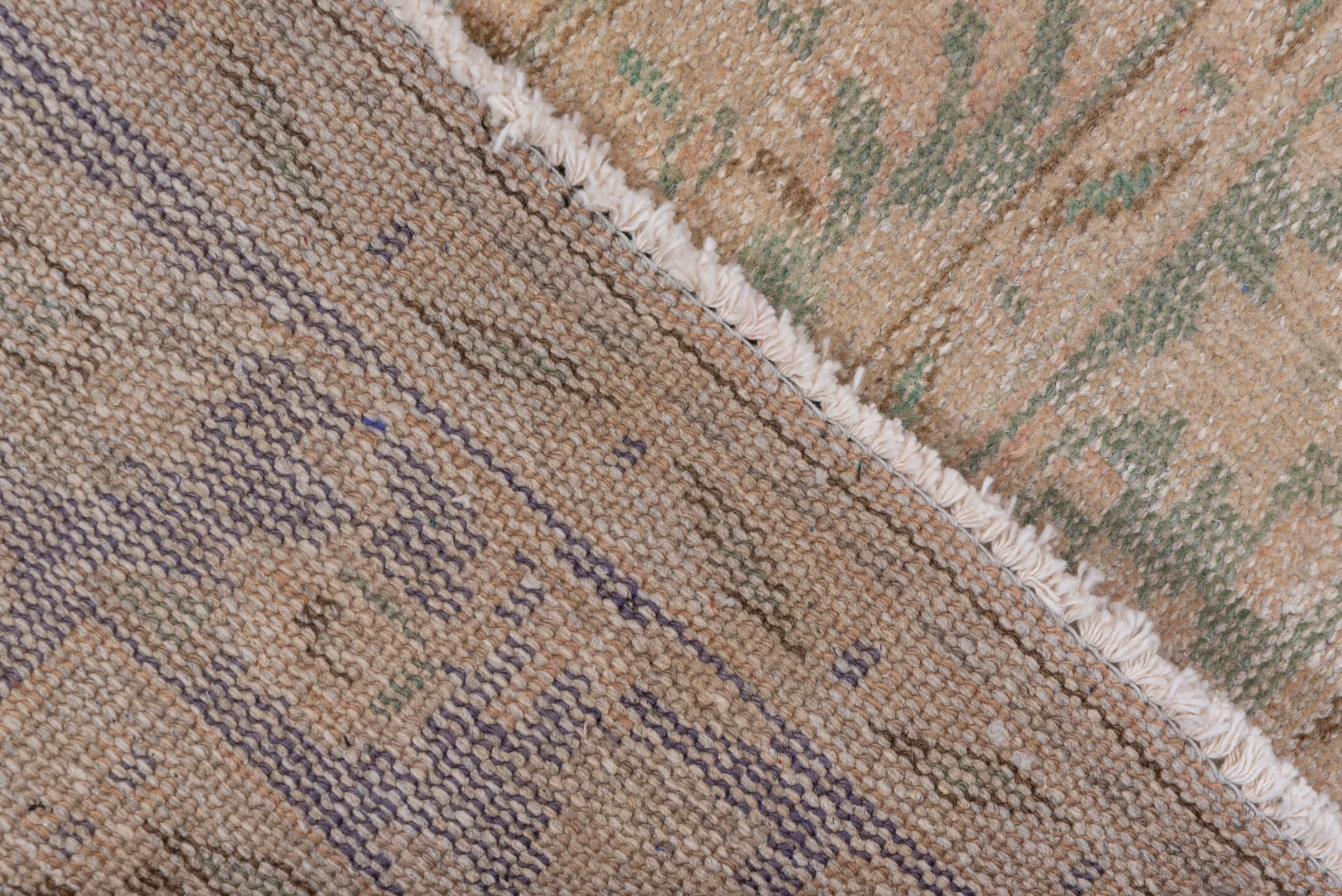 5' x 9' one-of-a-kind handmade vintage Sparta medium size rug. Color palette: blush, ivory, sage, cream, taupe, pink, green