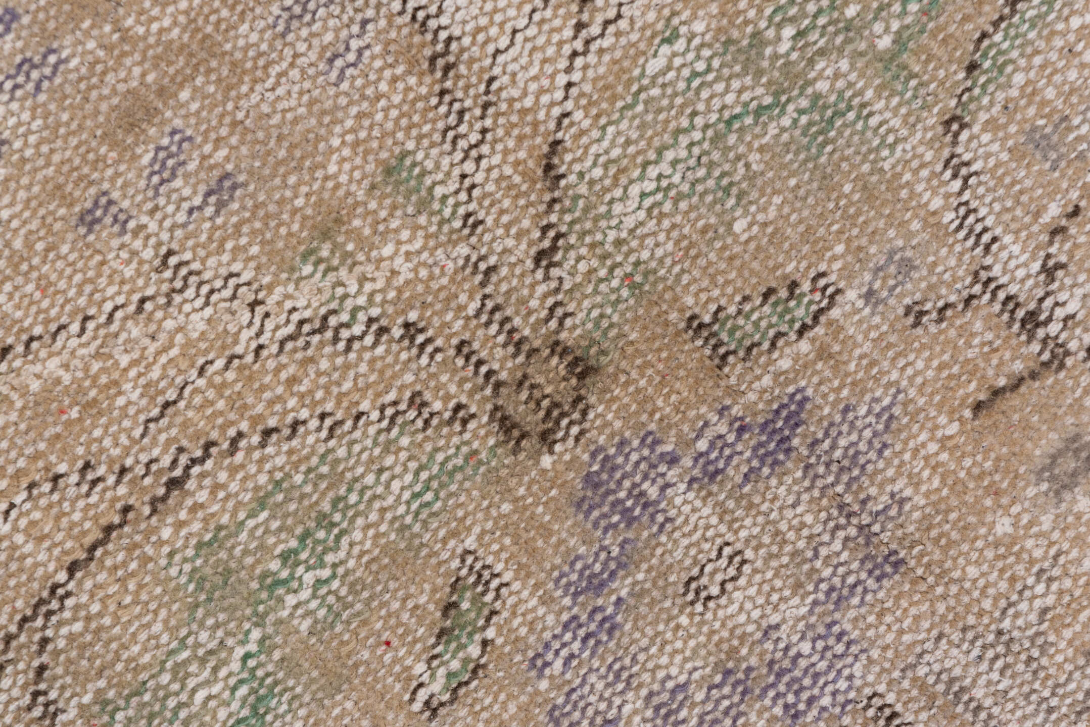 6' x 9' one-of-a-kind handmade vintage Sparta medium size rug. Color palette: taupe, beige, ivory, lavender, sage, brown