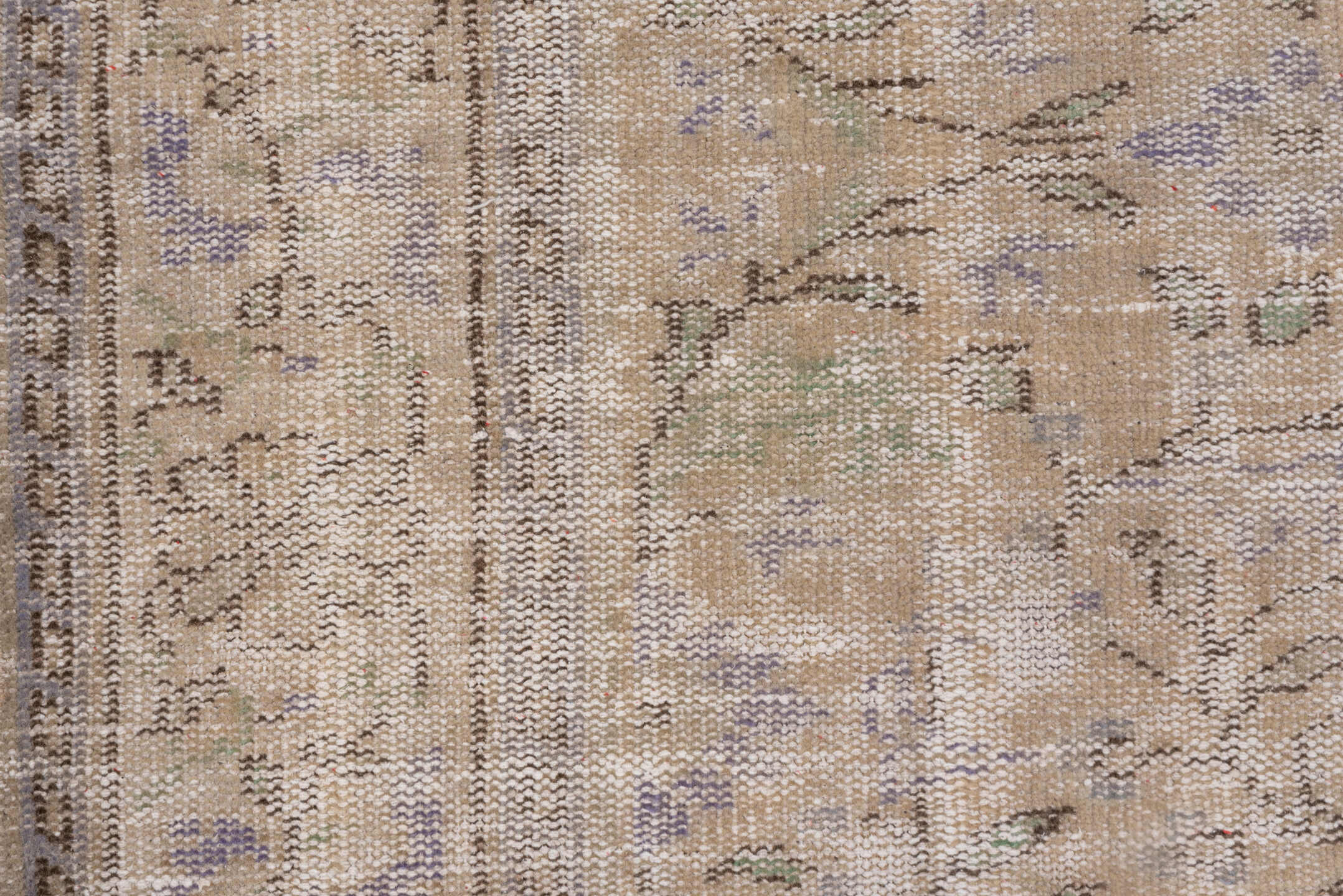 6' x 9' one-of-a-kind handmade vintage Sparta medium size rug. Color palette: taupe, beige, ivory, lavender, sage, brown