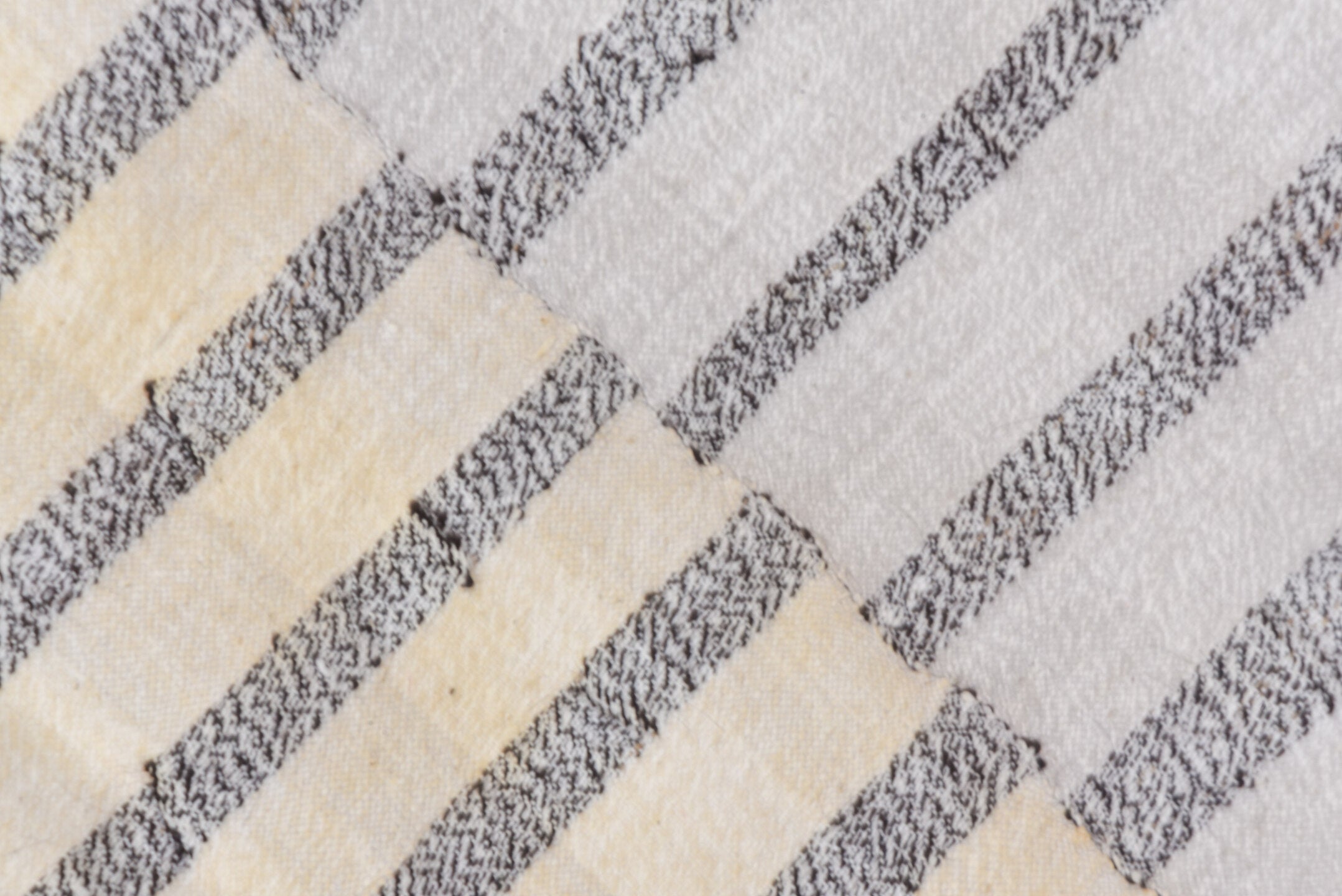 7' x 10' one-of-a-kind handmade vintage Textile large size rug. Color palette: dark gray, gainsboro, gray, light gray, linen